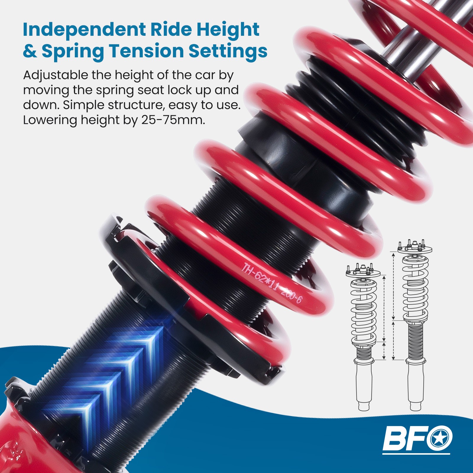BFO Coilovers Struts Suspension For Toyota Corolla E100 AE101 88-99 Adj. Height