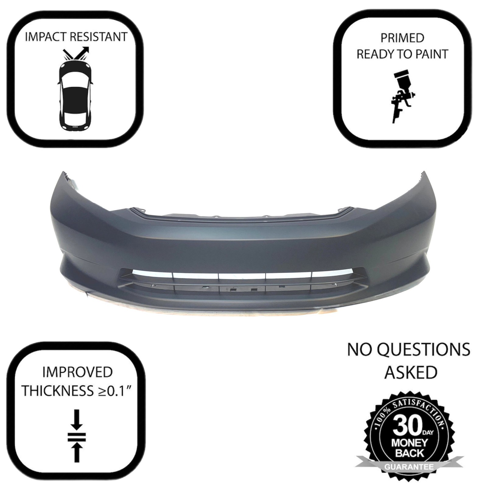 Primed Front Bumper Cover Replacement Fascia for 2012 Honda Civic Sedan