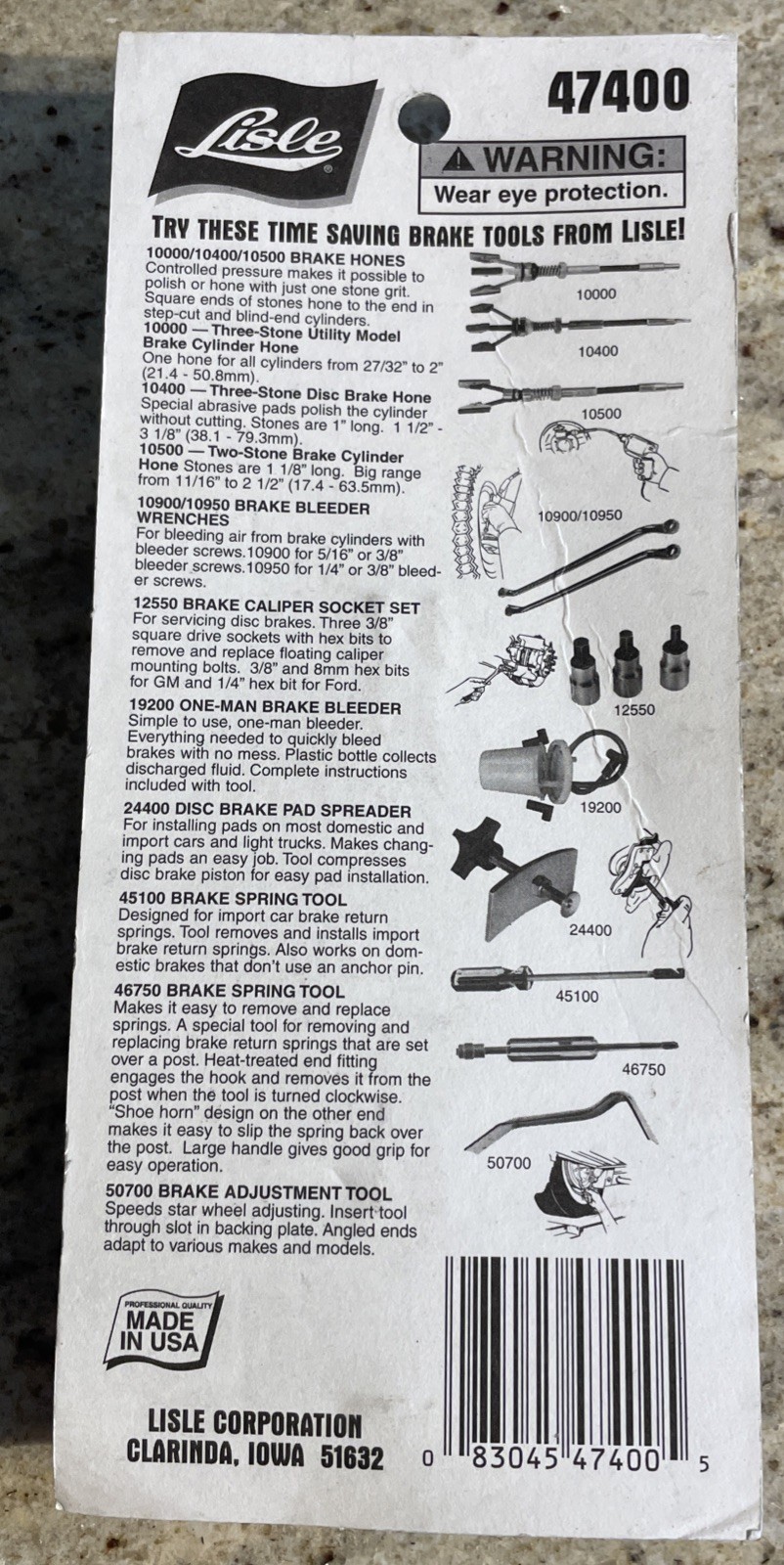 Lisle Brake Spring Washer Tool 47400 **Made in the USA** NEW
