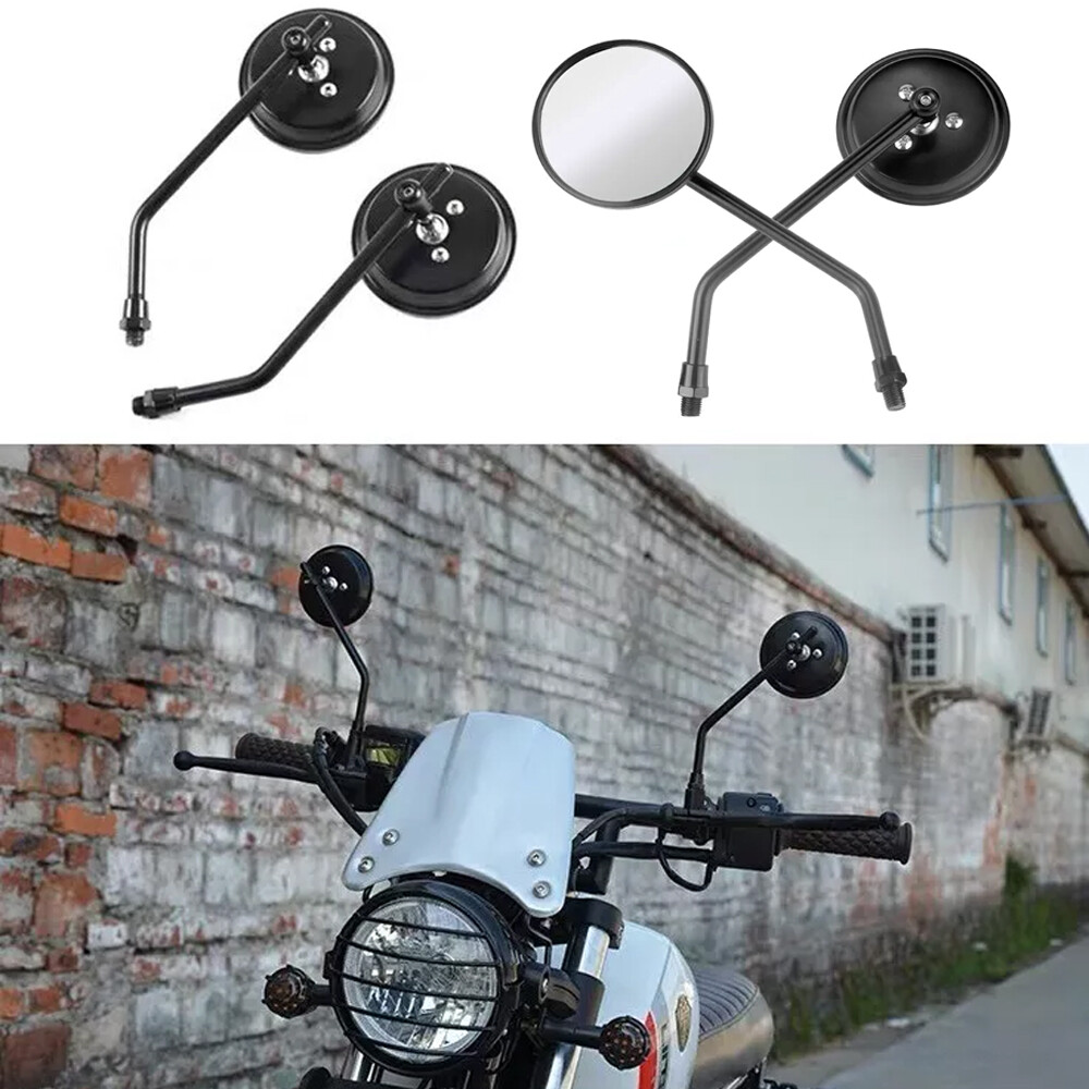 MOTORCYCLE CLASSIC CHROME ROUND REARVIEW SIDE MIRRORS (10MM) UNIVERSAL FOR HONDA