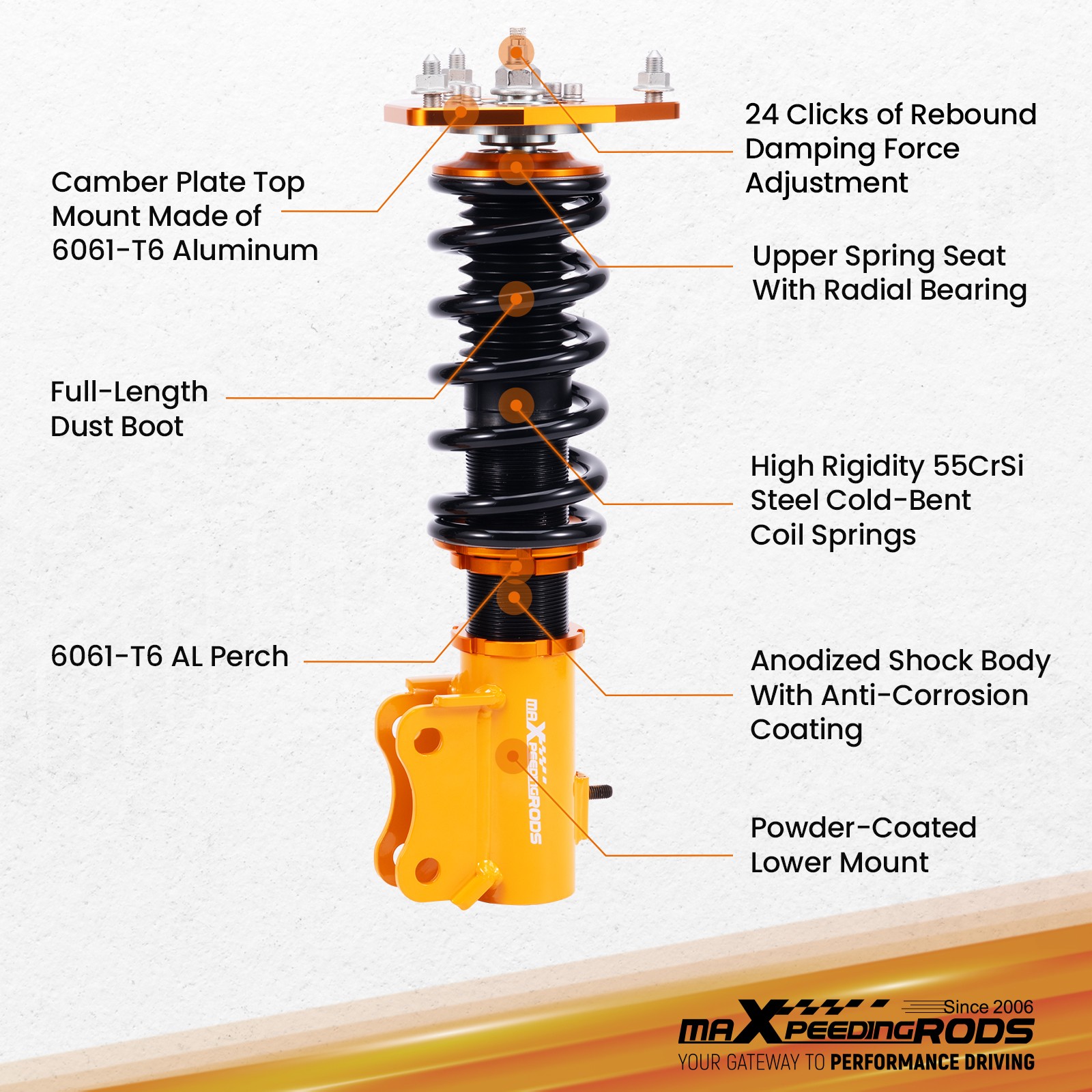 MaXpeedingrods 24 Way Coilovers Suspension Kit for Mitsubishi Lancer 02-06