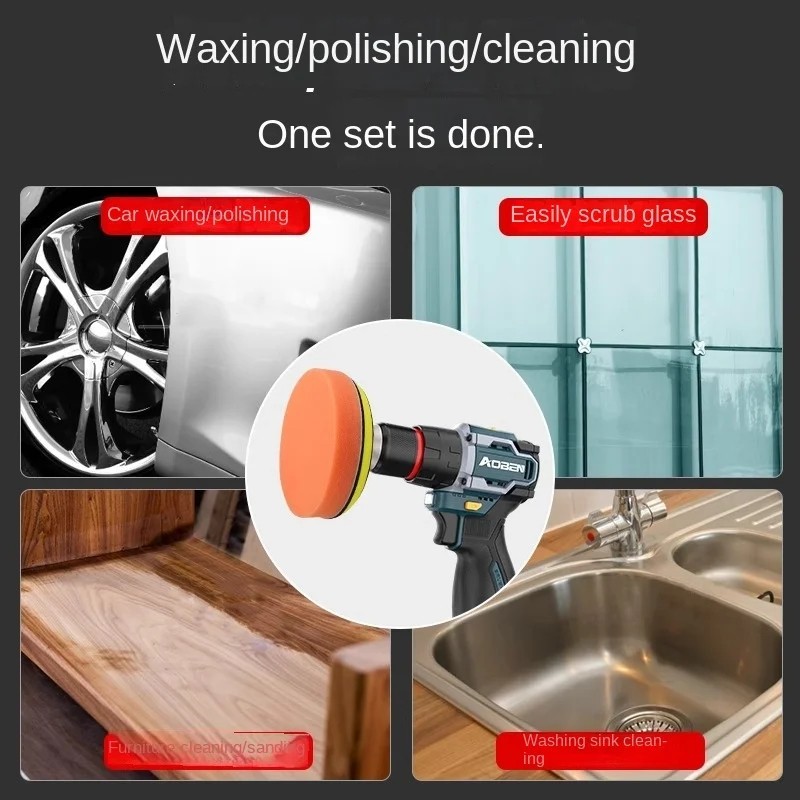 Polishing Sponge Wheel Set Drill Buffing Pads Car Waxing Cleaning Kit 5Pcs