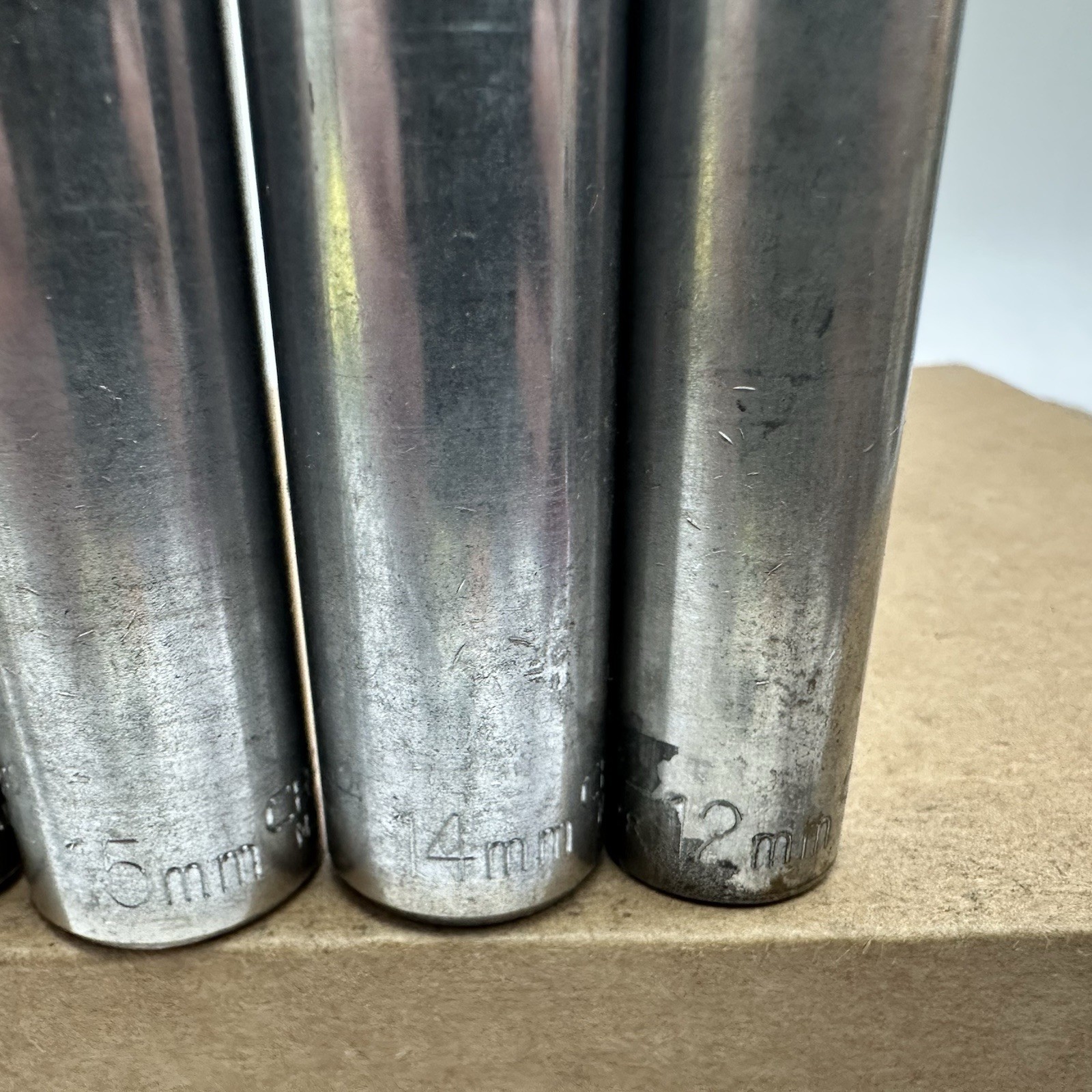 Craftsman Deep Socket Set 3/8” Drive EE Series 6 Point 1214,15,17mm USA Vintage