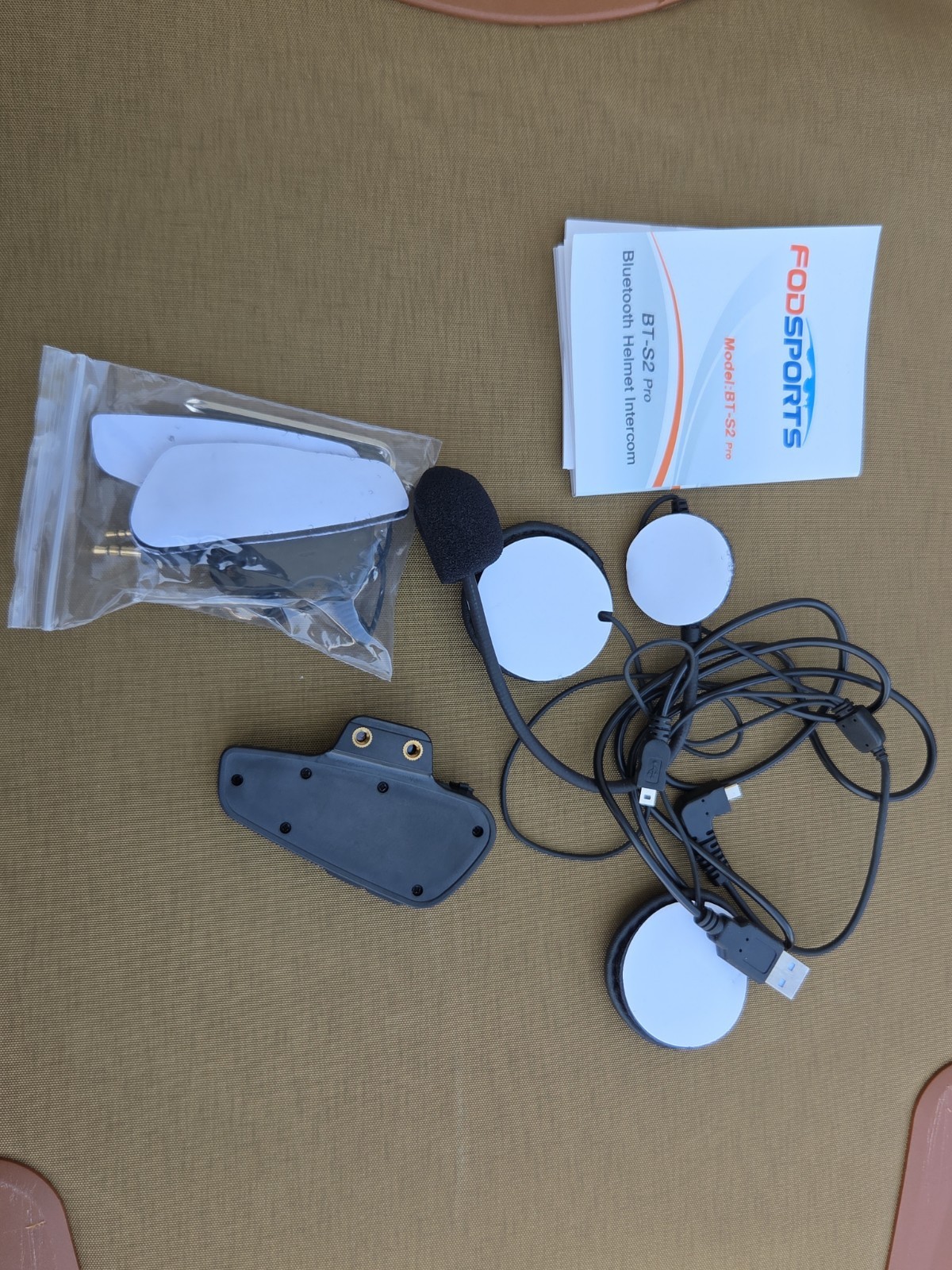 FodSports BT-S2 Pro Bluetooth/FM Radio Motorcycle Headset Intercom Pair.