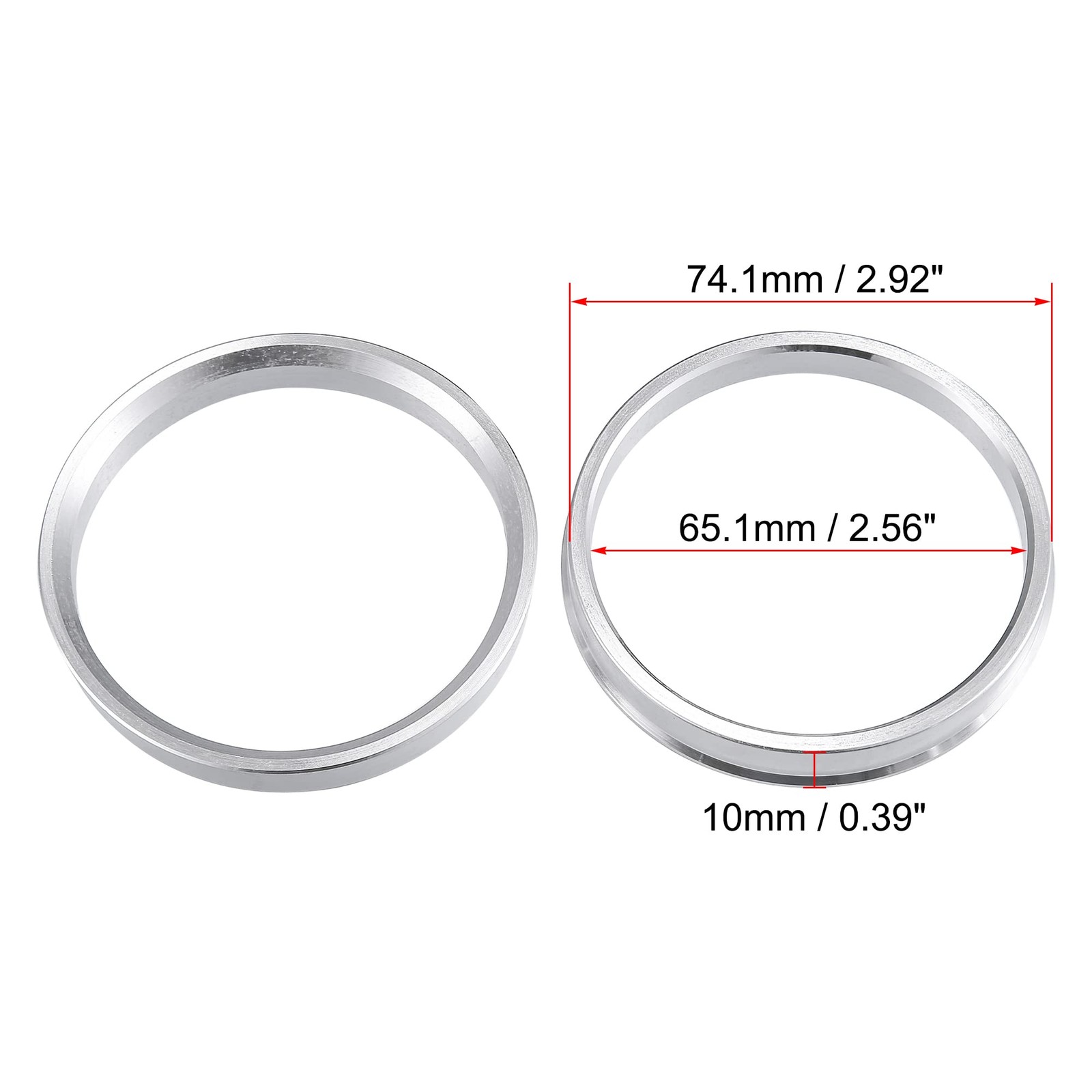 4 PCS Aluminum Alloy Car Hub Centric Rings 74.1mm OD To 65.1mm ID Wheel Spacer