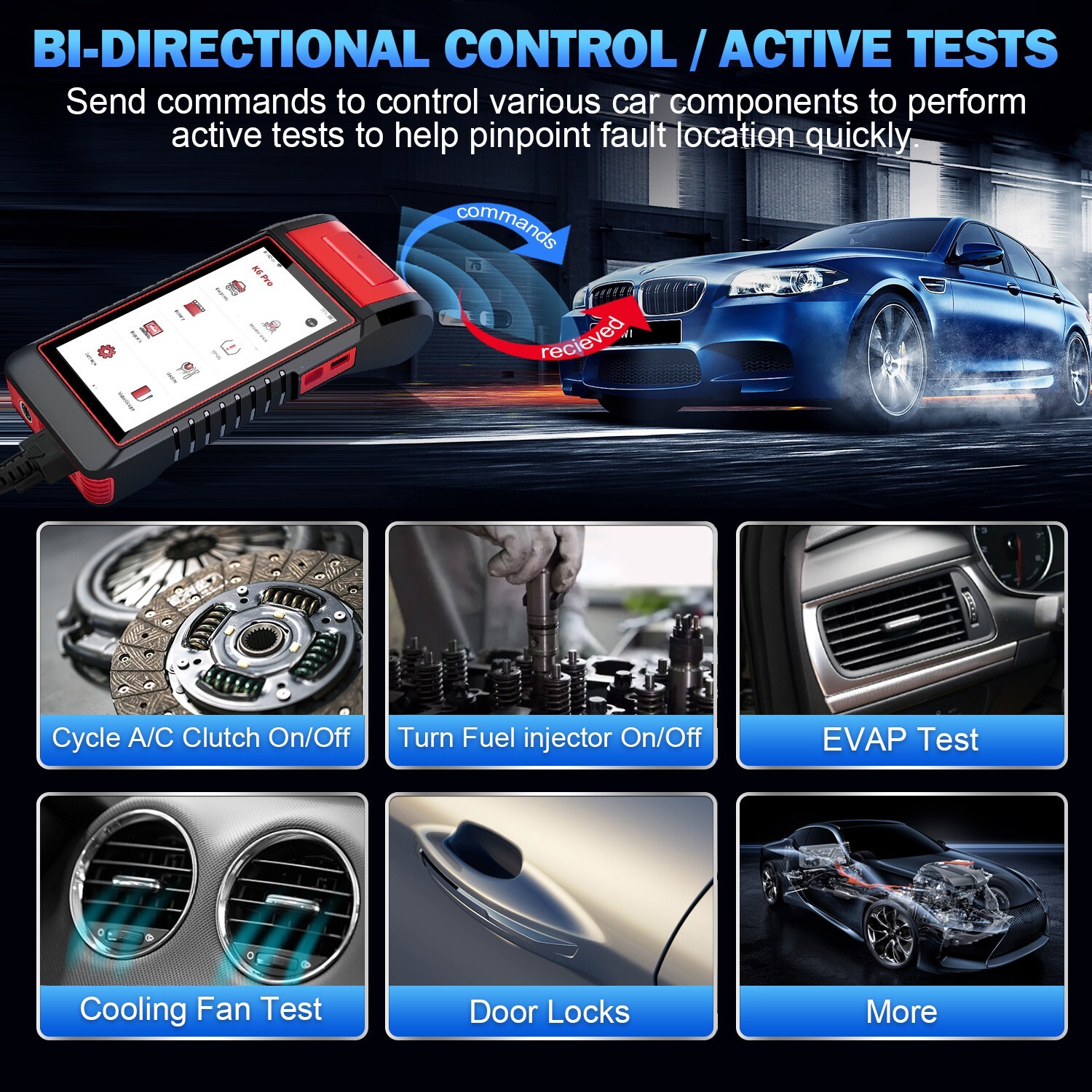 KINGBOLEN K6 Pro TPMS Programming Scanner Bidirectional OBD2 Car Diagnostic Tool
