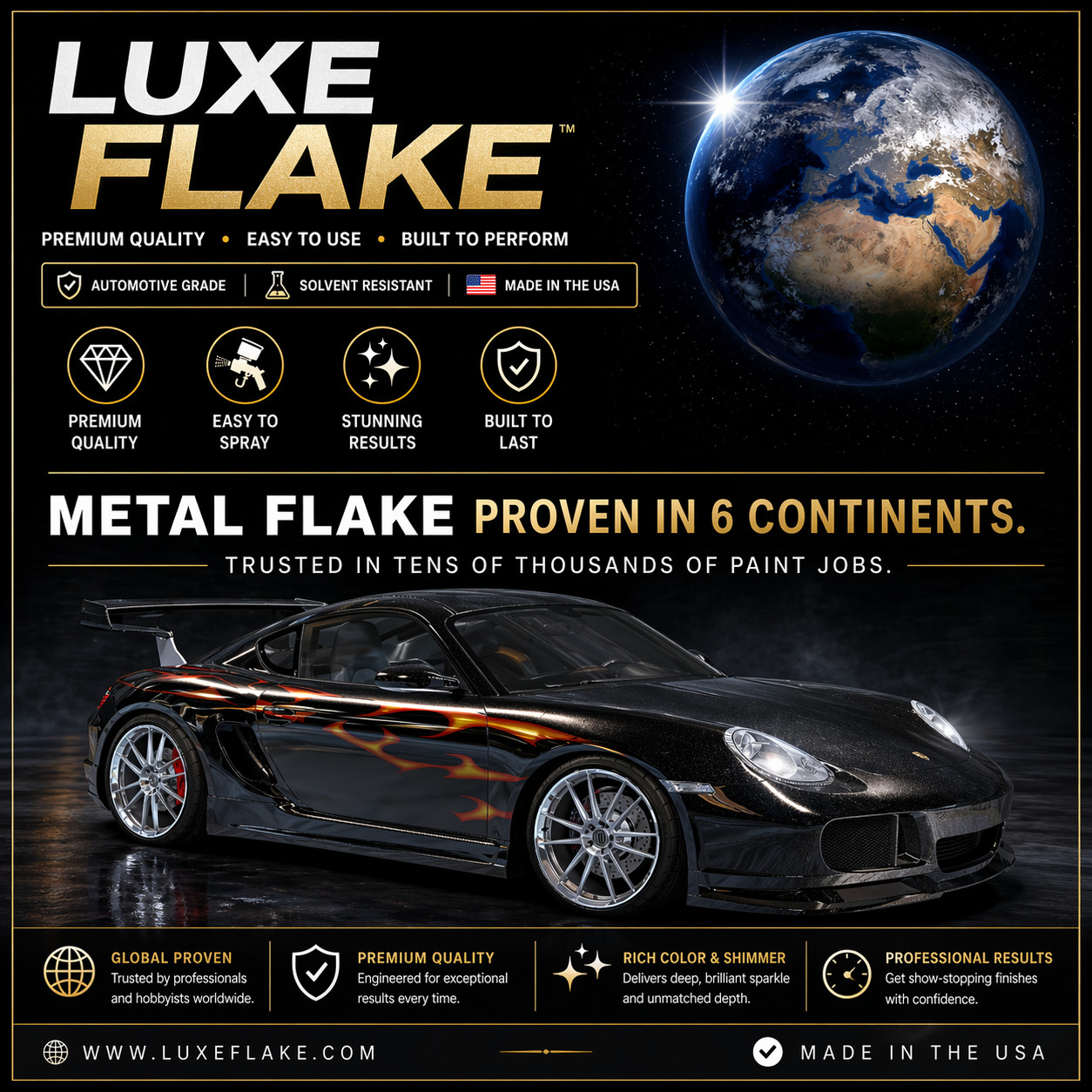 6oz / 177ml Chrome Silver Metal Flake .015″ Shiny Custom Additive Metalflake