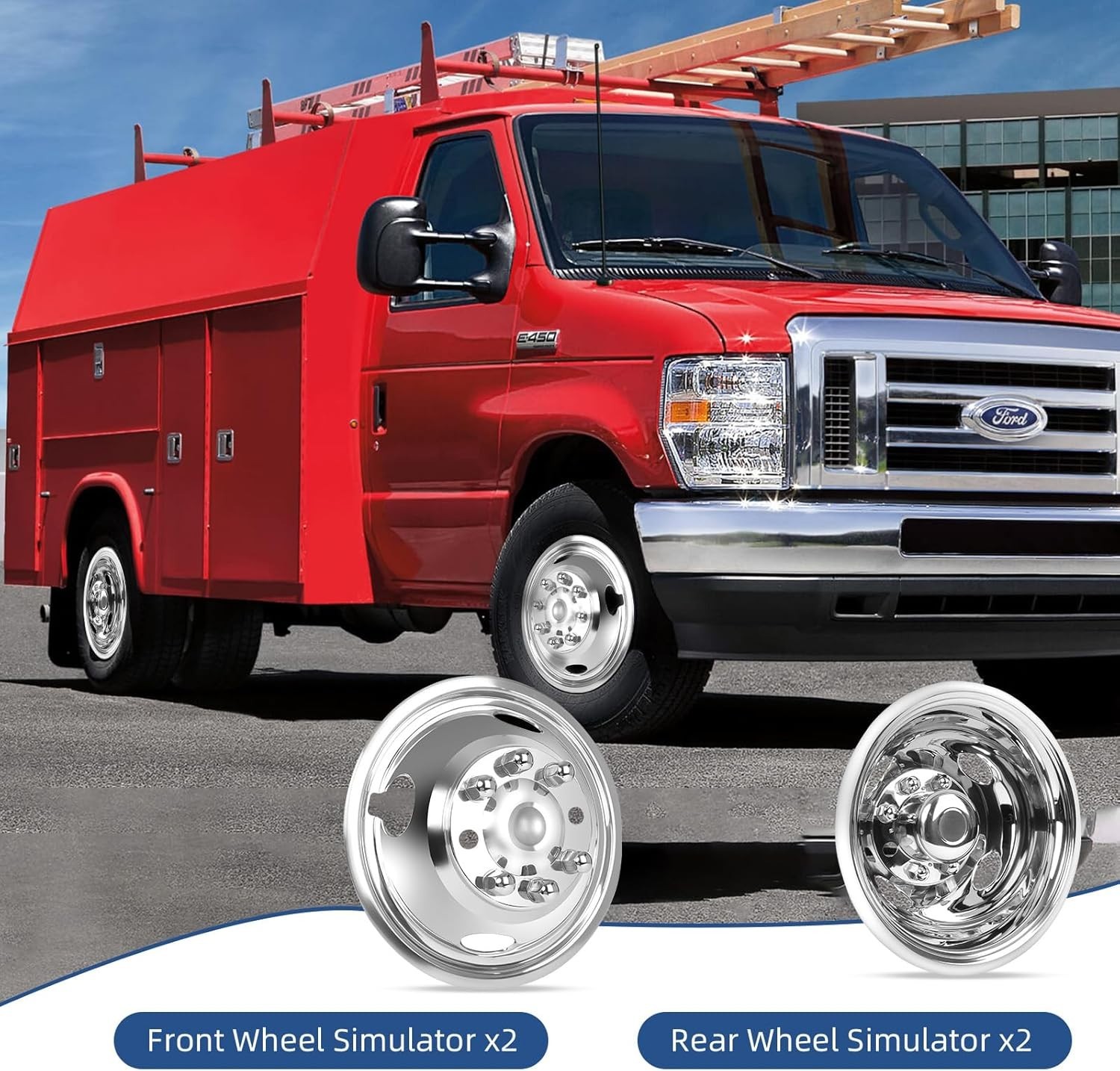 2008-2025 Ford E350/E450 16” Dual Stainless Steel Wheel Simulator Rim Covers