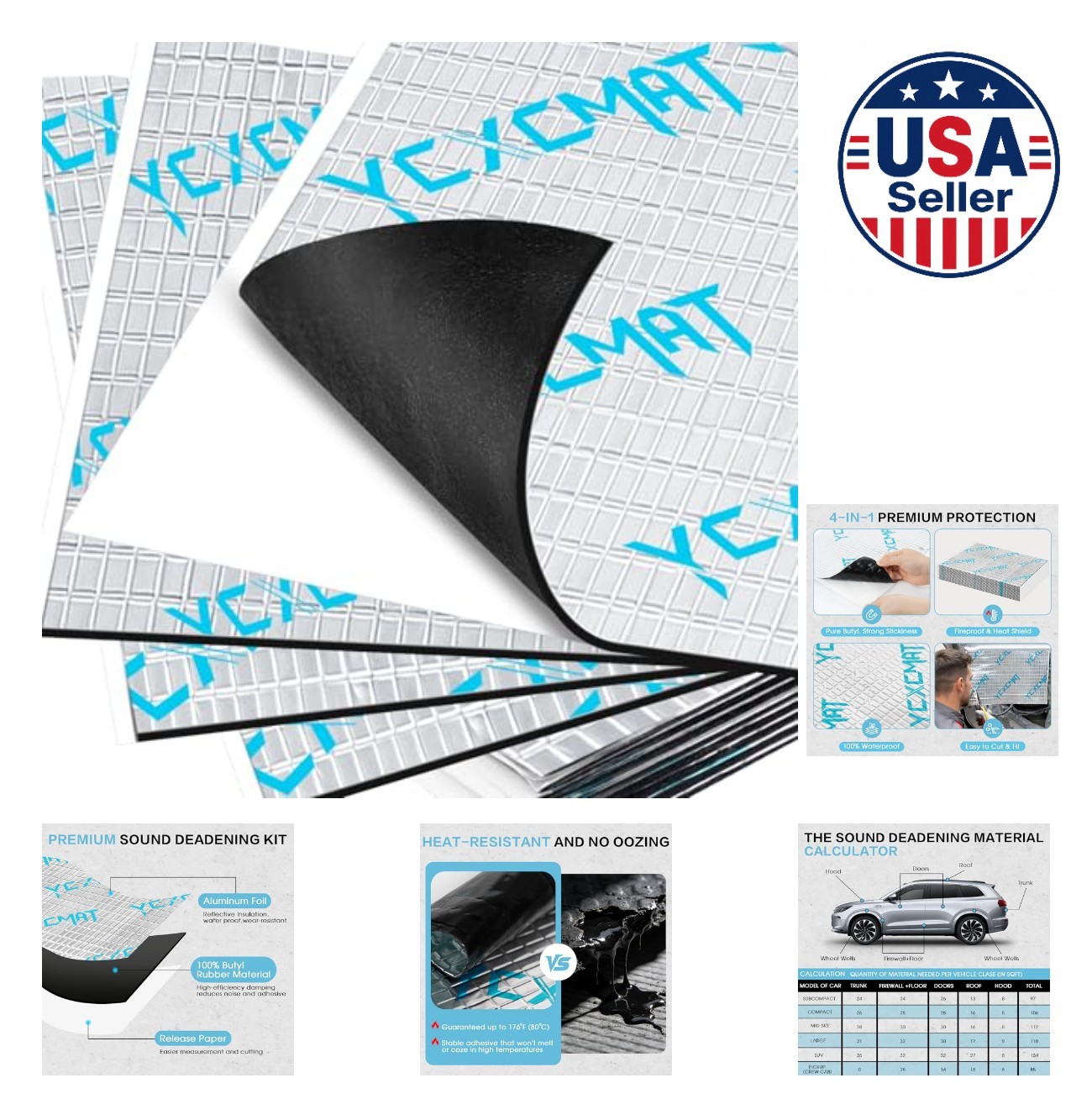 Car Sound Deadening Mat 120 mil 36.25 sqft Butyl Self-Adhesive Noise Insulation