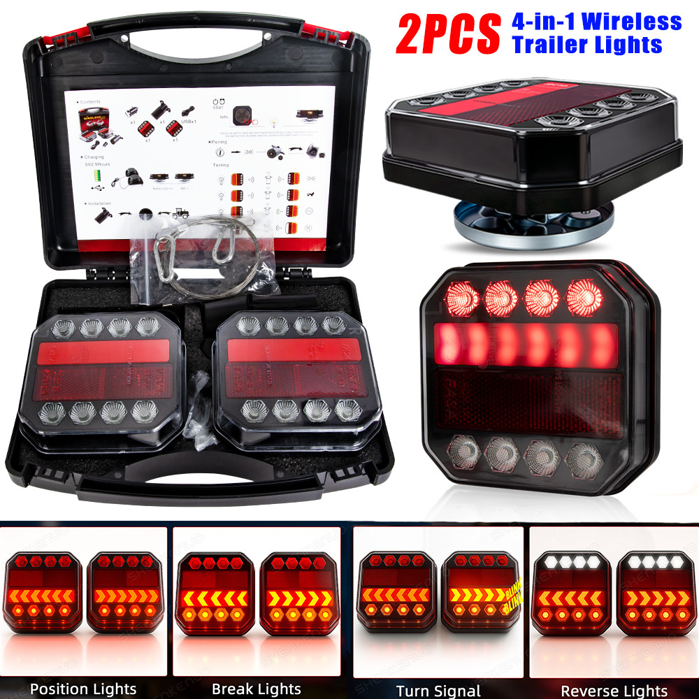 Wireless LED Trailer Safety Light Magnetic USB C Rechargeable IP65 Weatherproof