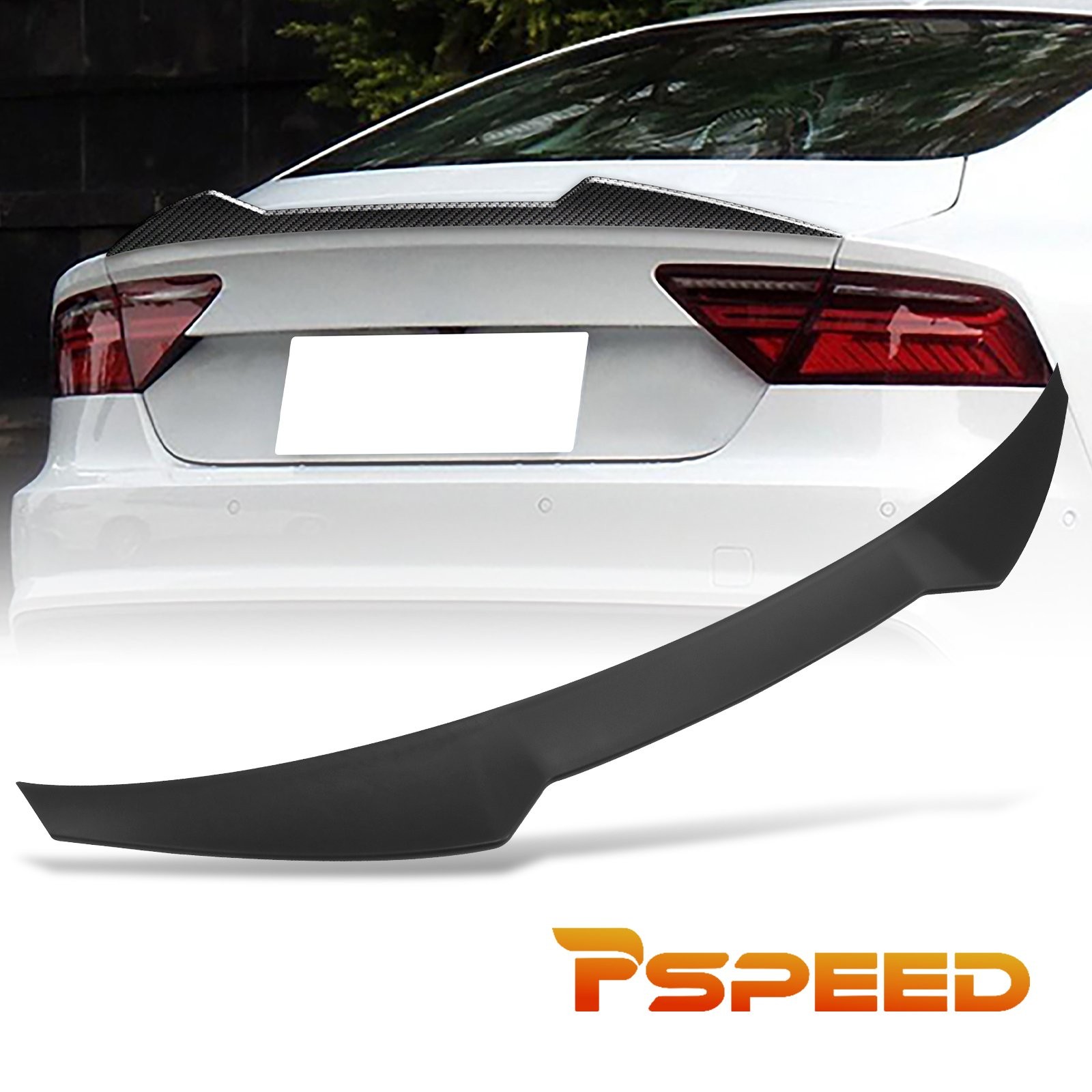 For Audi A7 S7 RS7 2012-2018 Matte Black ABS Rear Lid Spoiler Wing V-Style Trim