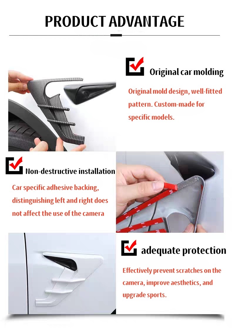 For 2021-2023 Tesla Model 3 Y Car Side Camera Decoration Protection Cover 2PCS