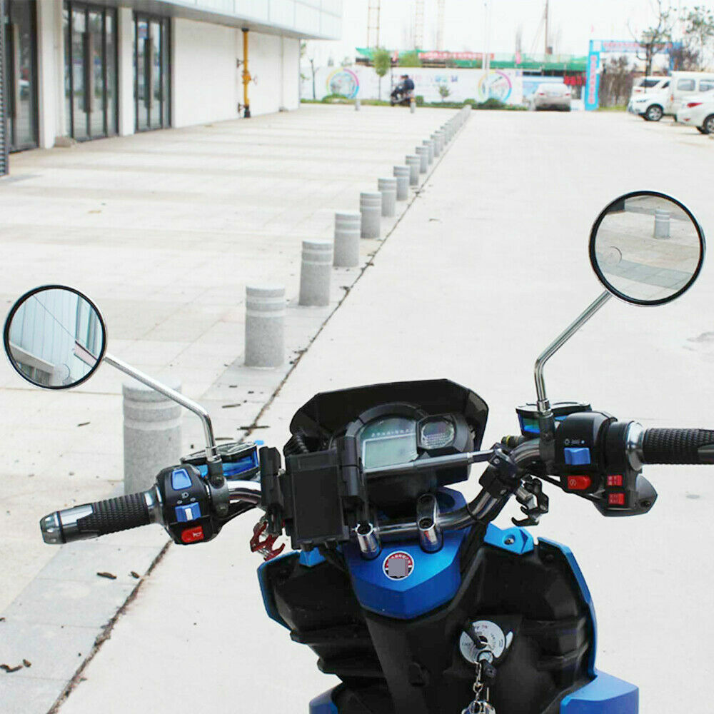 Chrome 10MM Universal Motorcycle Classic Round Long Stem Rearview Side Mirrors