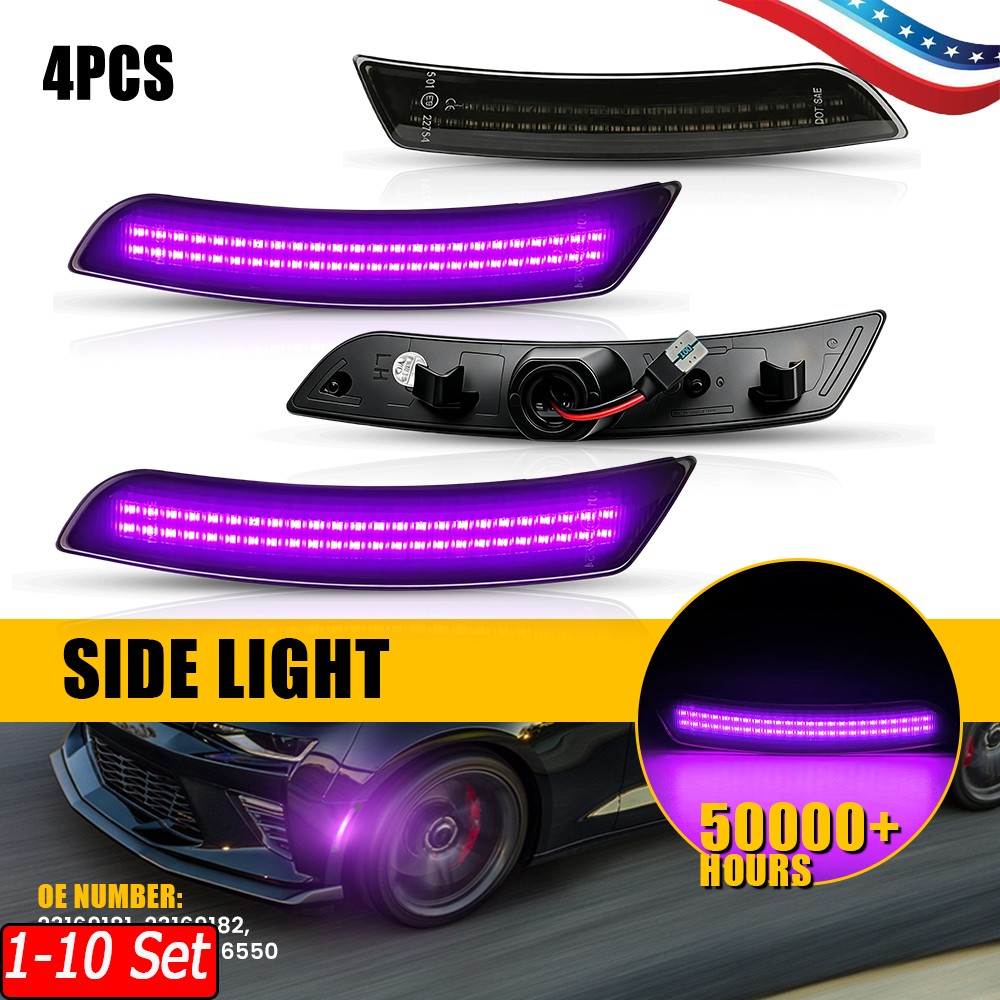 1-10 Set OE#23169181 Purple LED Side Marker Kit For 16 17 18-23 Chevrolet Camaro