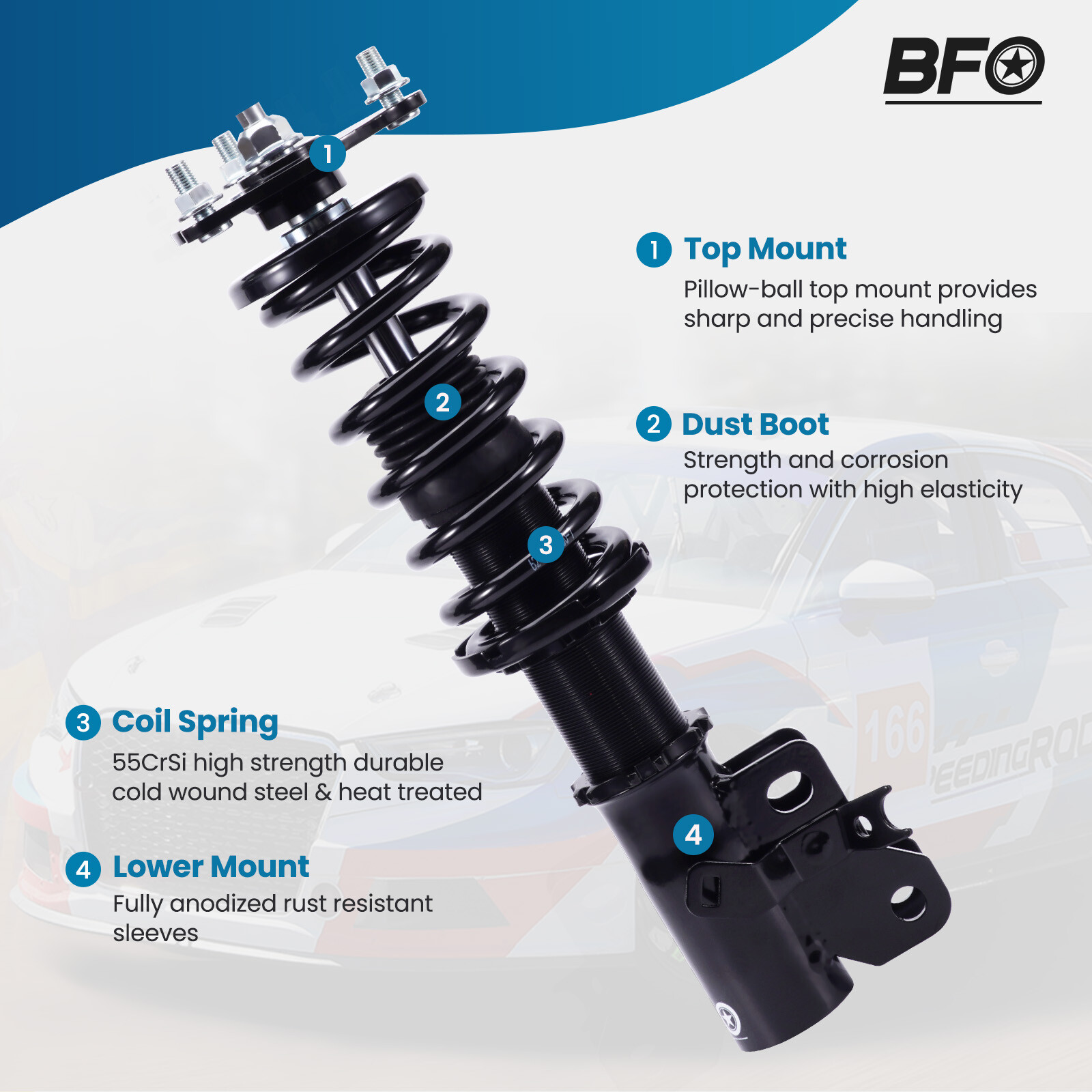 BFO Coilovers Shocks Struts Lowering Suspension Kit For Honda Civic 2006-2011