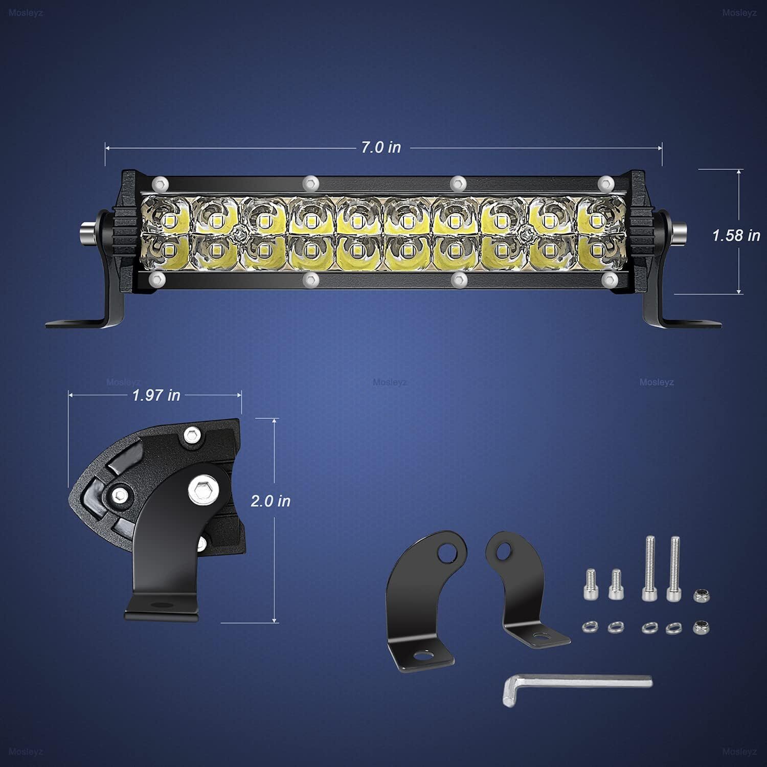 2PC 7inch 1200W LED Work Pods Light Bar Spot Flood Truck Offroad Fog Driving 4WD