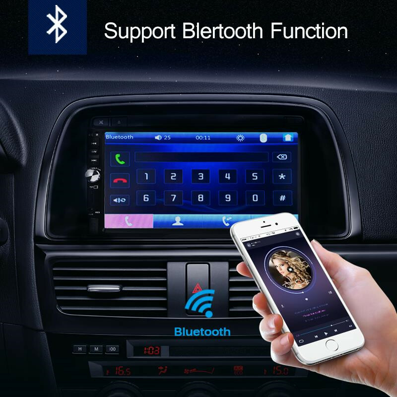 7” Touch Screen Double Bluetooth Car Stereo Radio MP5 Player Reversing Camera