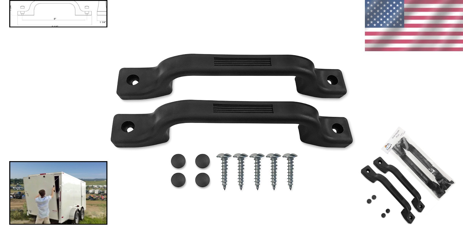 Lightweight Plastic RV Grab Handles with Mounting Hardware – Two Pack