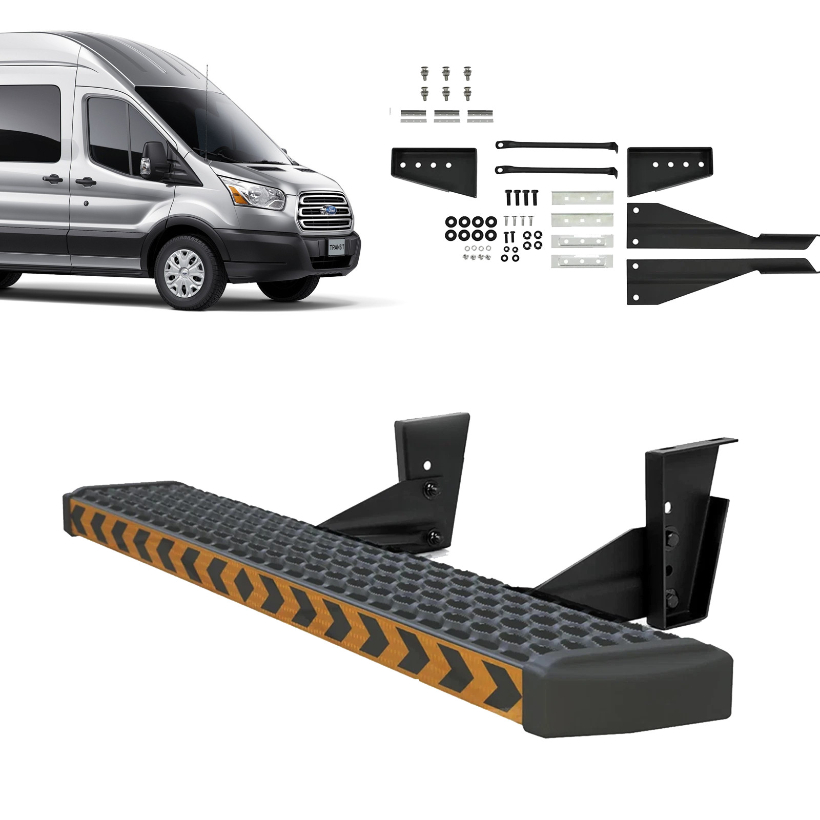 7in Rear Step Running Board Bracket Kit Steel For Ford Transit 2015-Present 15