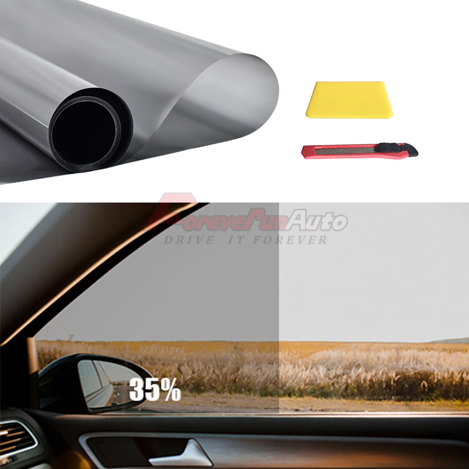 2Ply 20″x100FT 35% VLT Window Tint Film Roll Car Truck UV Protection