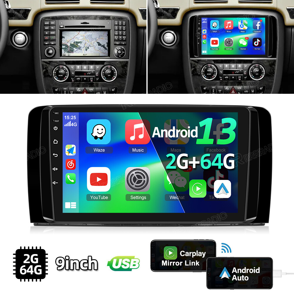 64GB For Mercedes-Benz R-class W251 R350 Carplay Radio Android 13 GPS Car Stereo