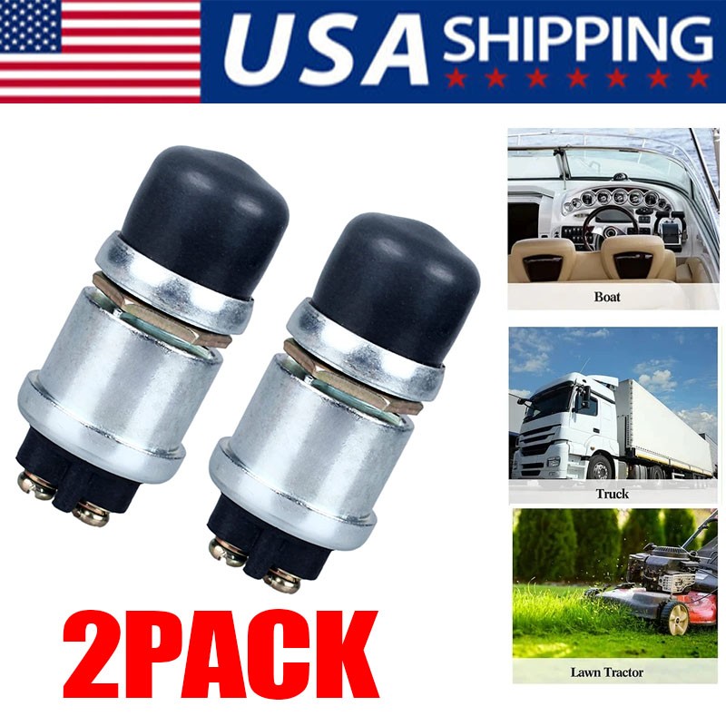 2PCS 12 Volt DC Heavy-Duty Start Momentary Push-Button Starter Switch (50 Amps)