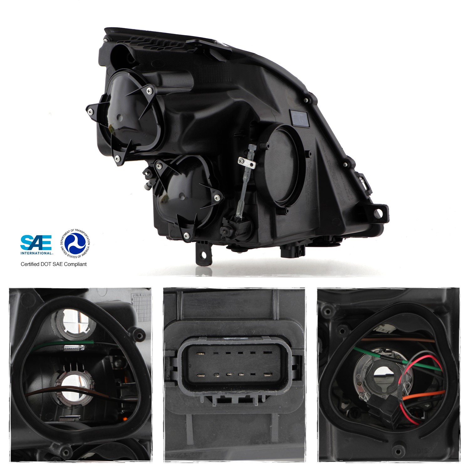 For 08-14 Cadillac CTS Halogen SwitchBack LED Signal Projector Black Headlights