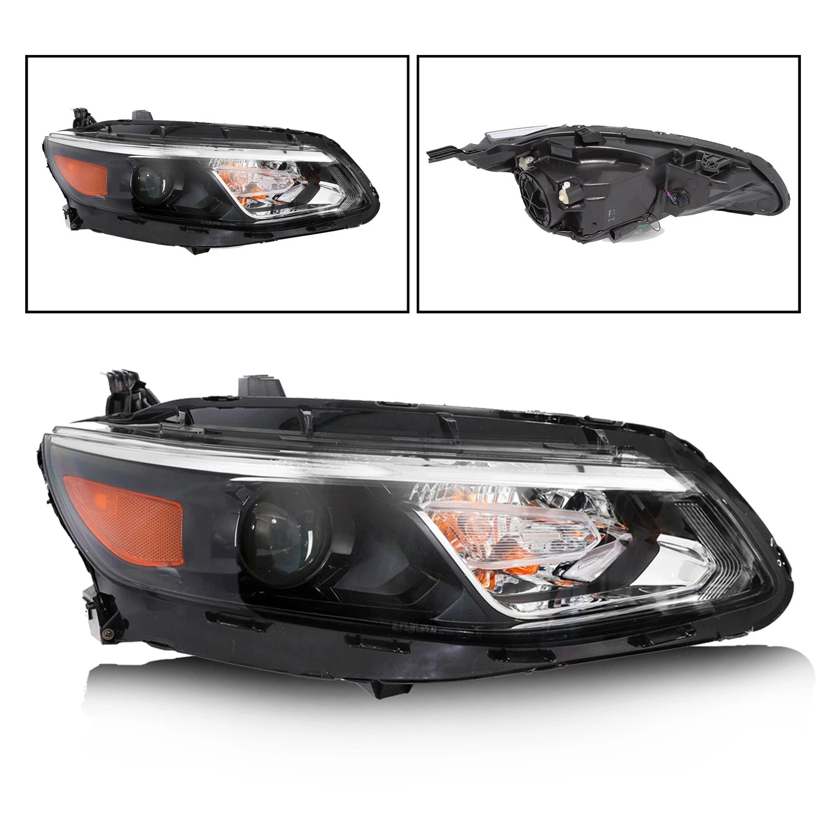 For 2016-2018 Chevy Malibu Halogen Headlight Assembly Black Housing LH+RH Pair
