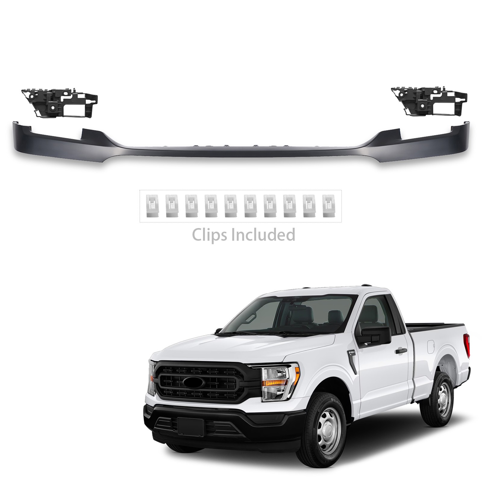 Primed Front Bumper Cover Upper Trim With Bracket For 2021 2022 2023 Ford F-150