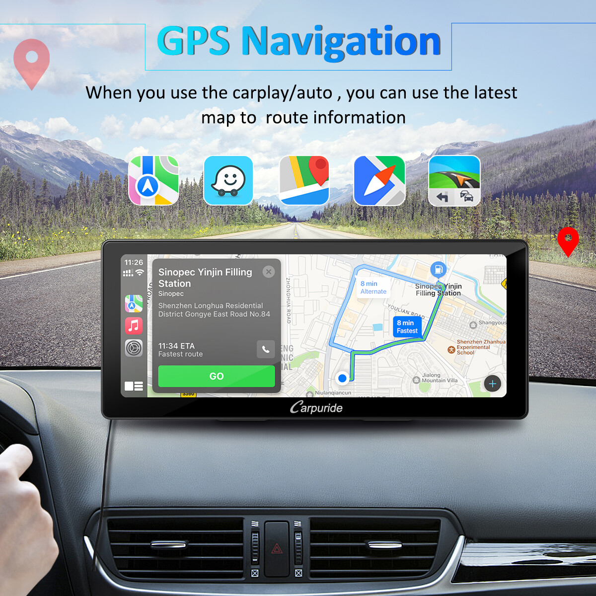 Carpuride W103 Wireless Carplay Android Auto Car Audio Stereo 10.3in Touchscreen