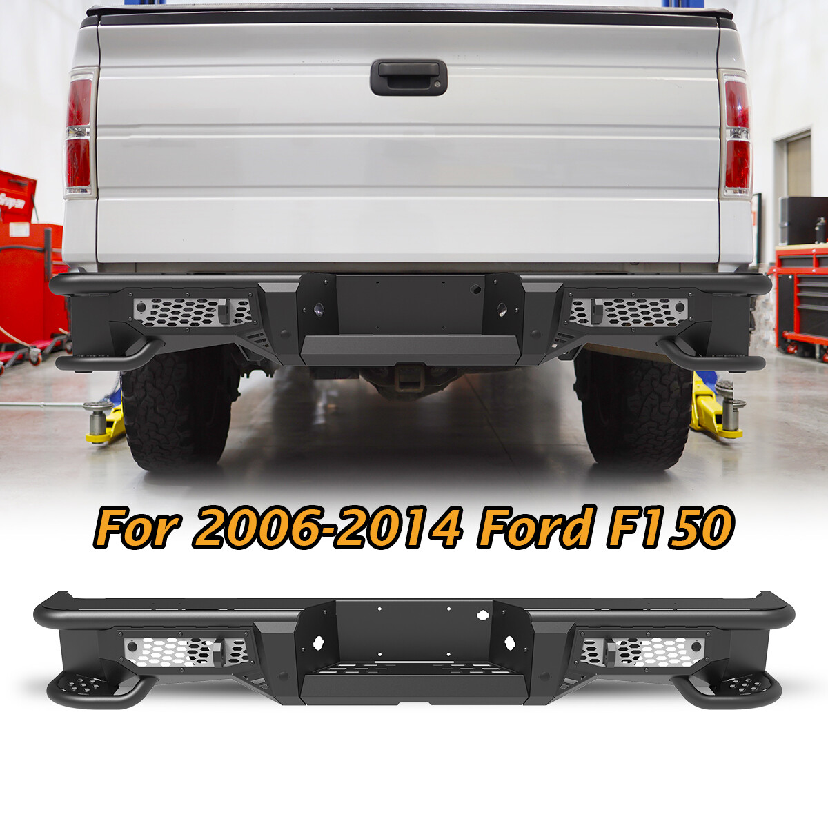 Rear Bumper Silver Painted Replacement Heavy Duty Steel For 2006-2014 Ford F150
