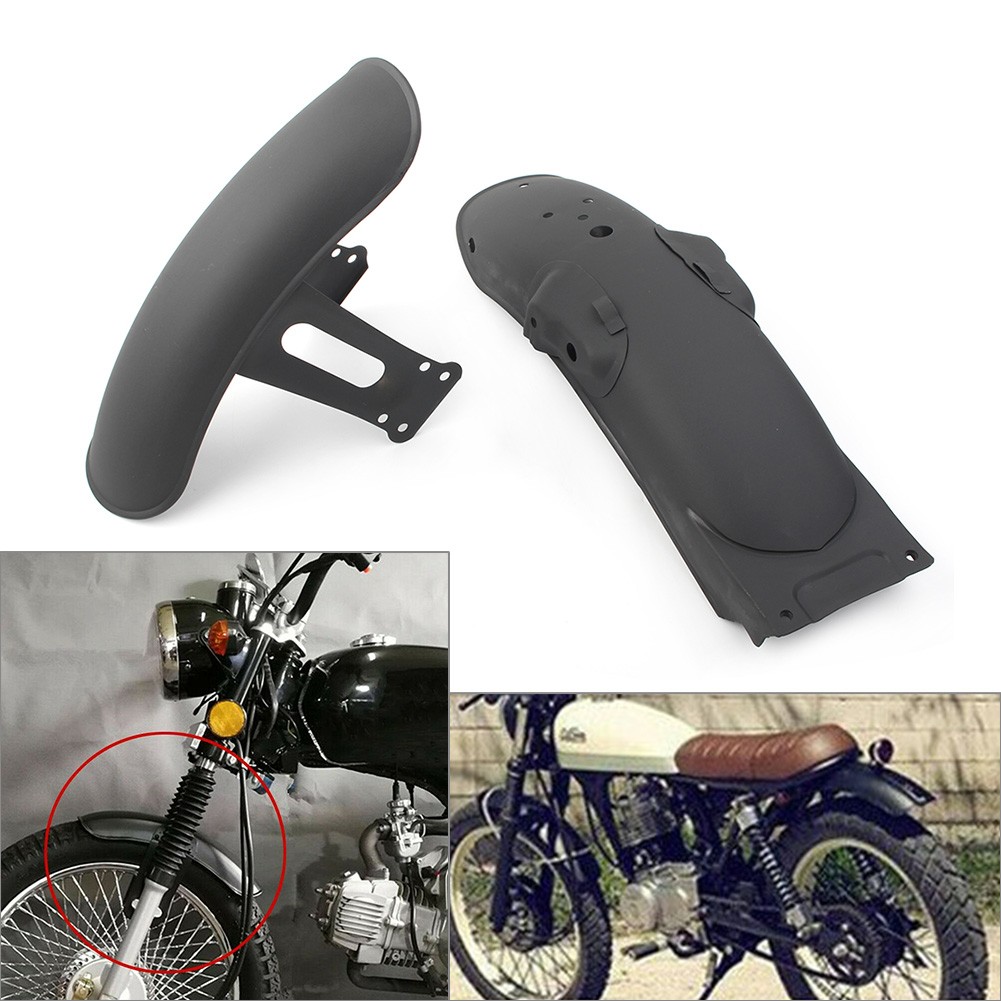 Black Metal Front+Rear Fender Mudguard Cover For Cafe Racer Retro CG125 Motor