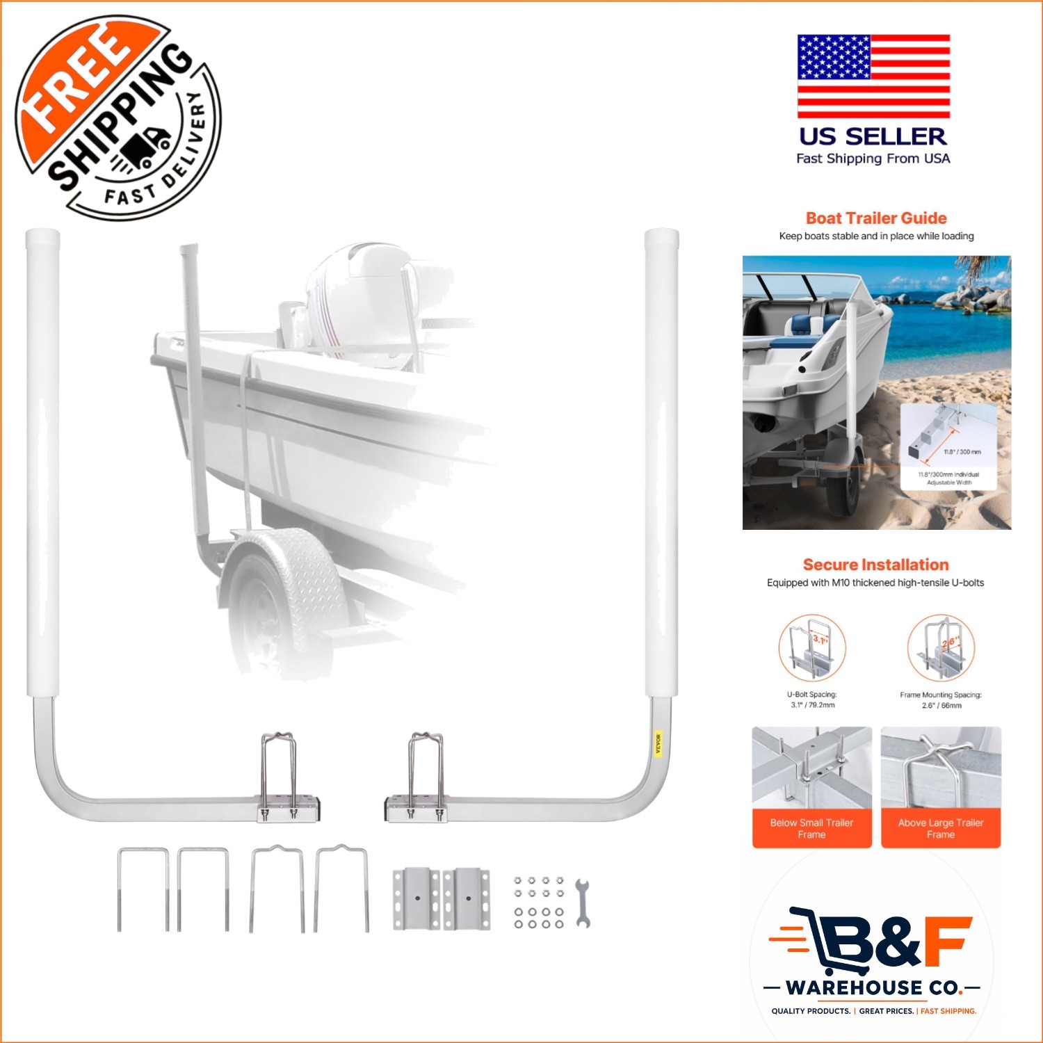 Easy Installation Trailer Guide Poles – 16.7″ to 60″ Adjustable for All Trailers