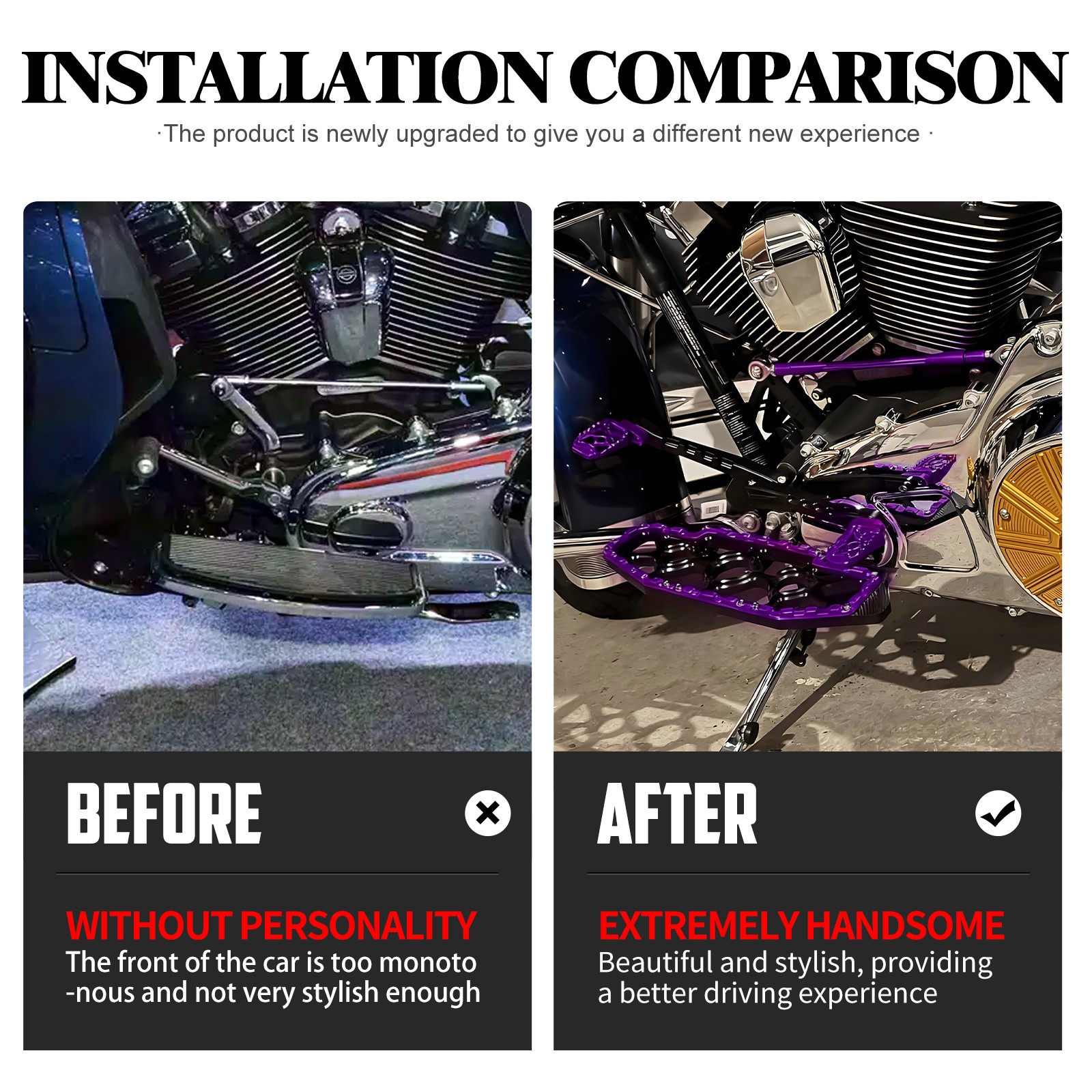 Purple Footboards Floorboards For Harley Touring Road King FLHR Road Glide 14-25