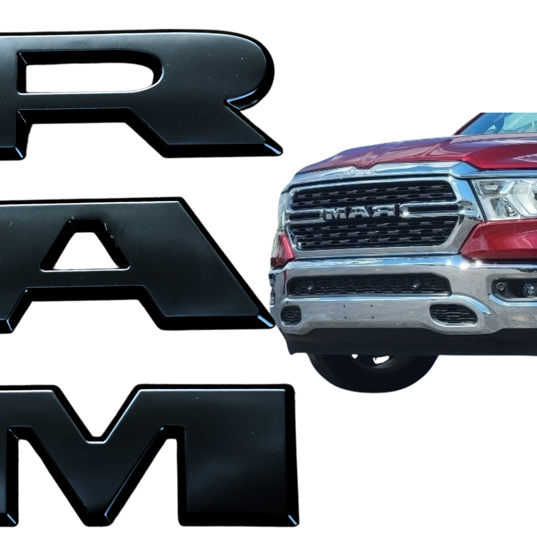 2019-2023 3D Front Grille Letters Emblem For RAM 1500 Grill Badge Matte Black