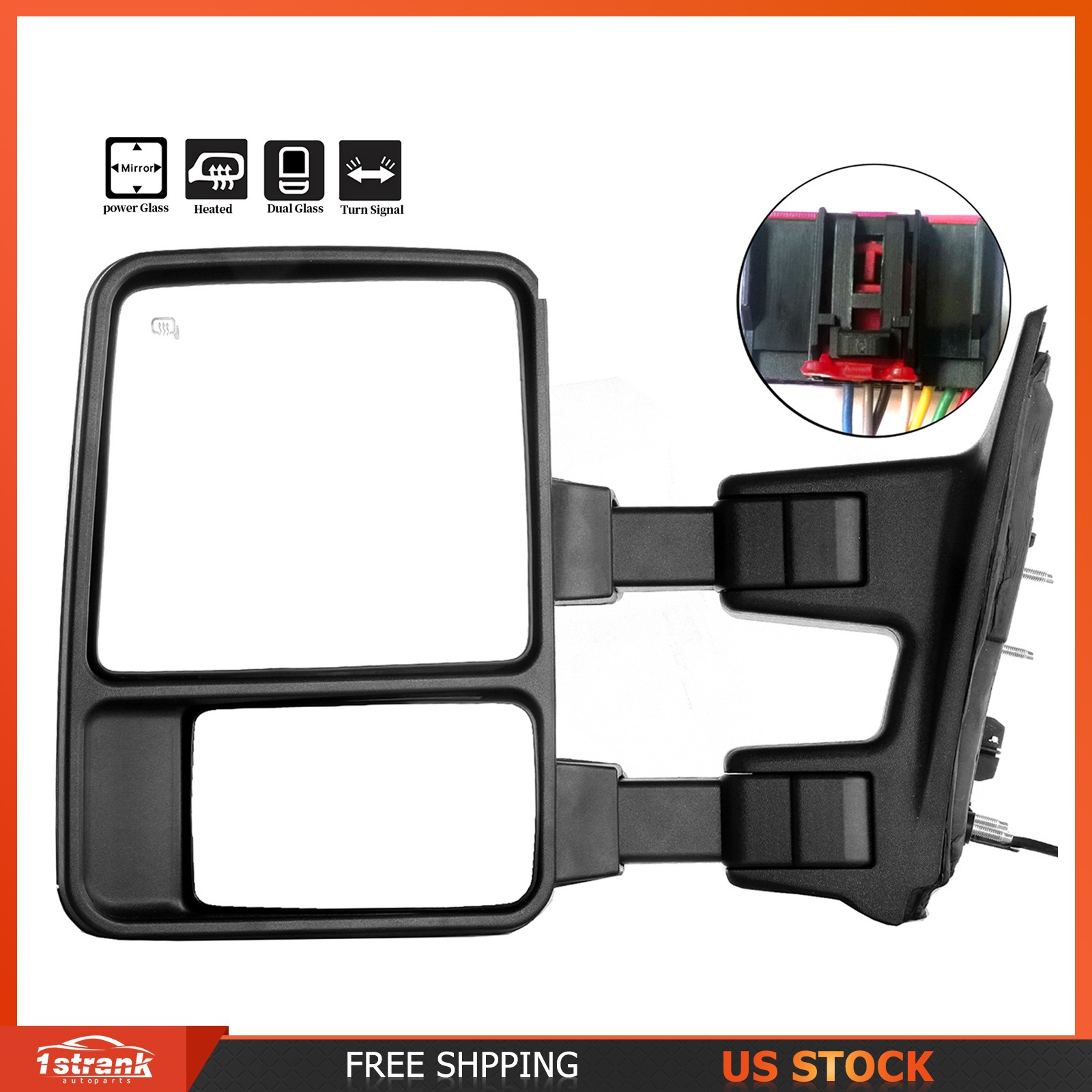 Power Tow Mirror Driver Left Side Heated for 08-16 Ford F250 F350 F450 Superduty