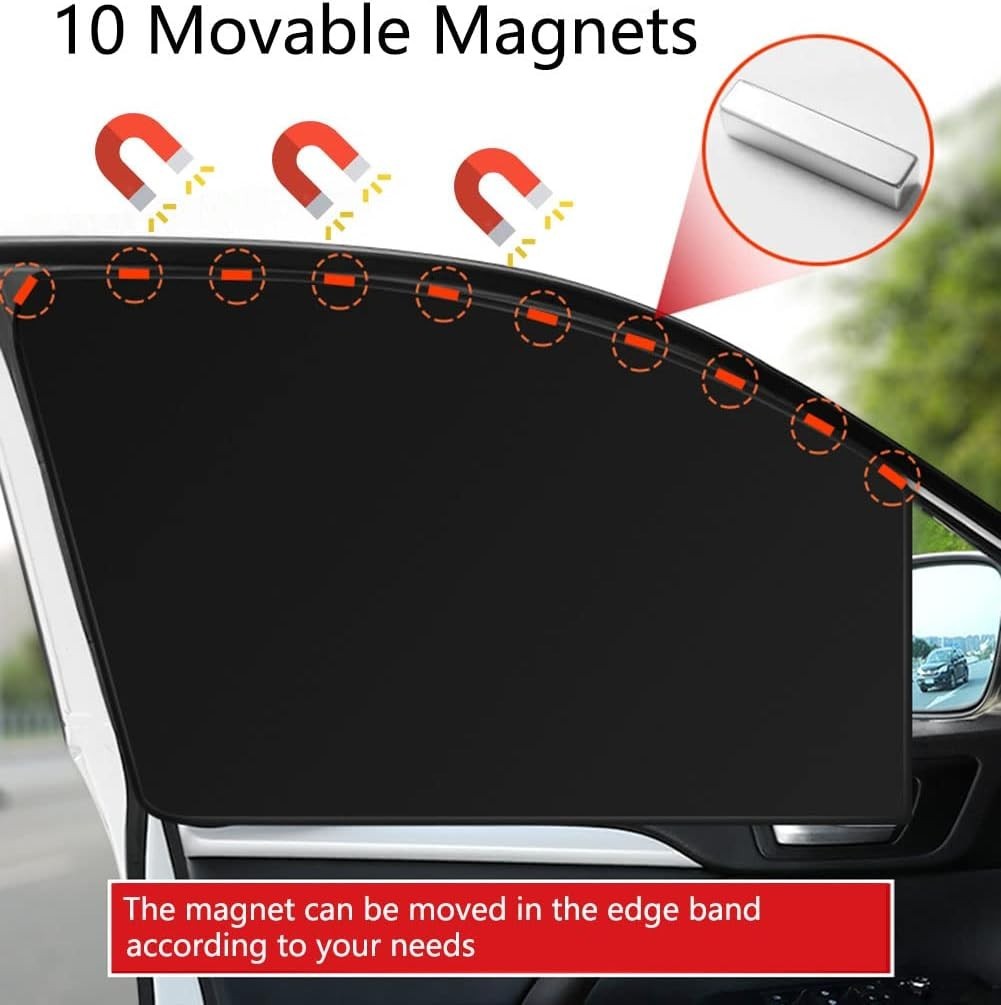 Compact and Stylish Car Window Sun Shades – 100% UV Protection, Front Seat Set