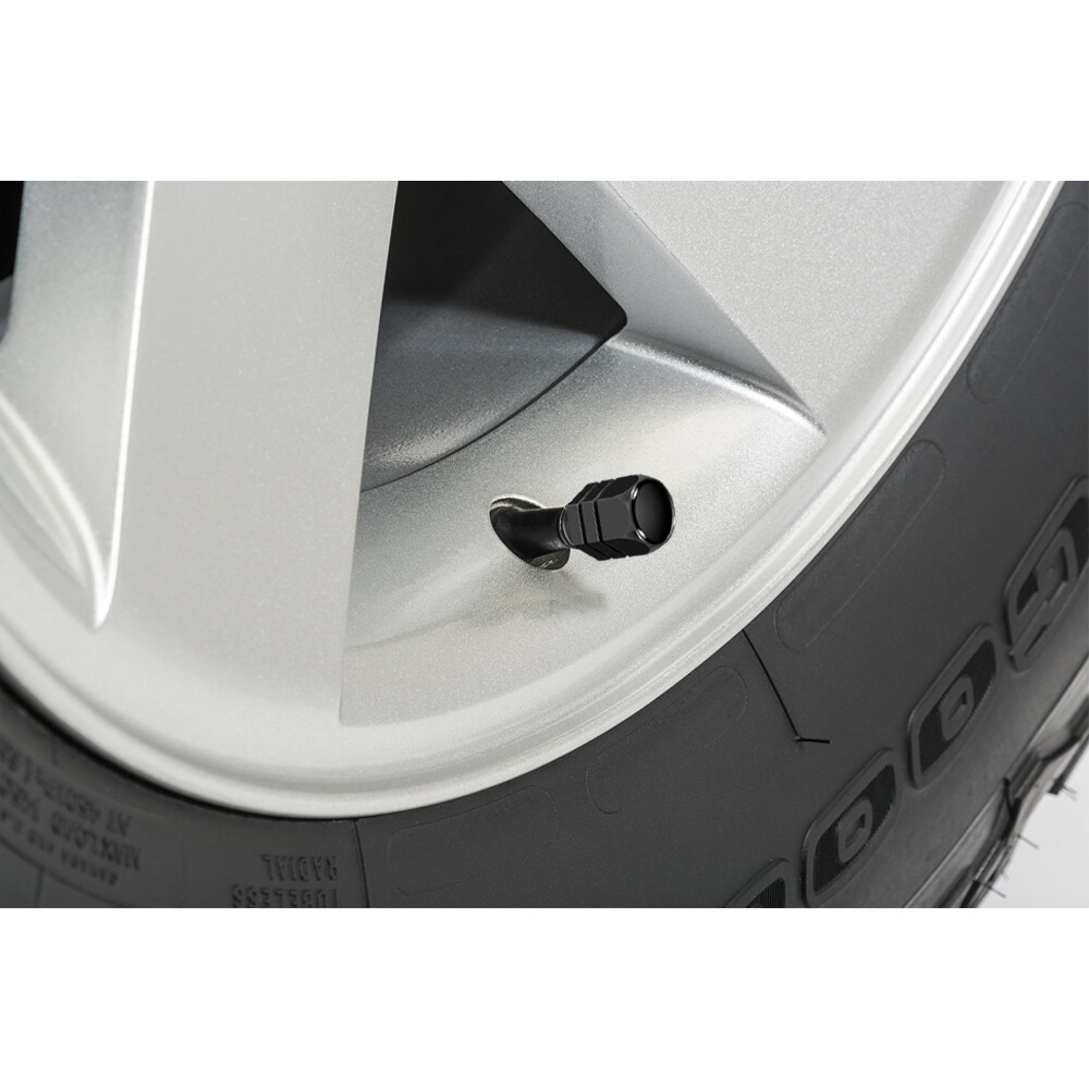 GMC Black on Black Hexagon Aluminum Tire Valve Caps