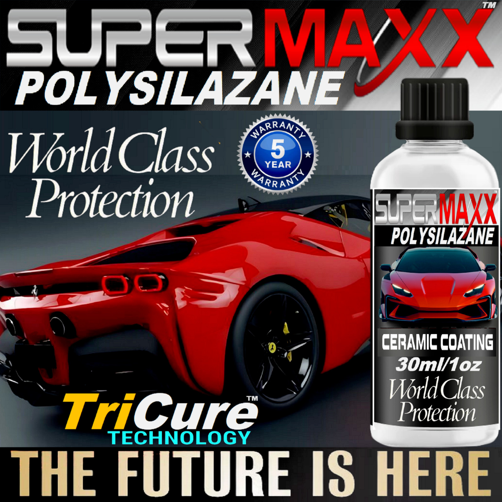 POLYSILAZANE CERAMIC CAR COATING 5 YEAR ADVANCED PAINT PROTECTION WET LOOK GLOSS
