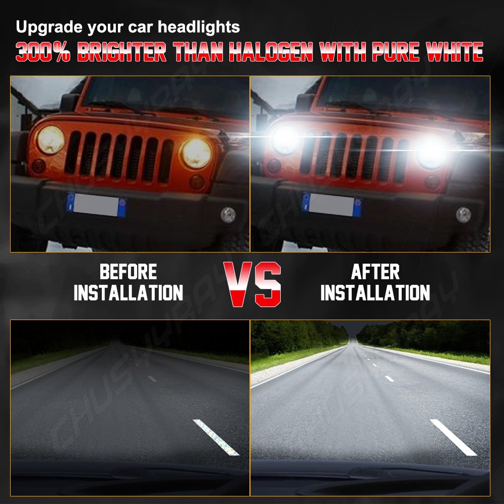Pair 7″ Inch Round LED Headlights High Low Beam For Jeep Wrangler TJ 1997-2006