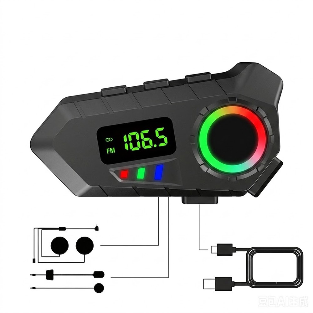 Motorcycle Helmet Bluetooth Device BT 6.0 FM RGB LCD Waterproof Universal Helmet