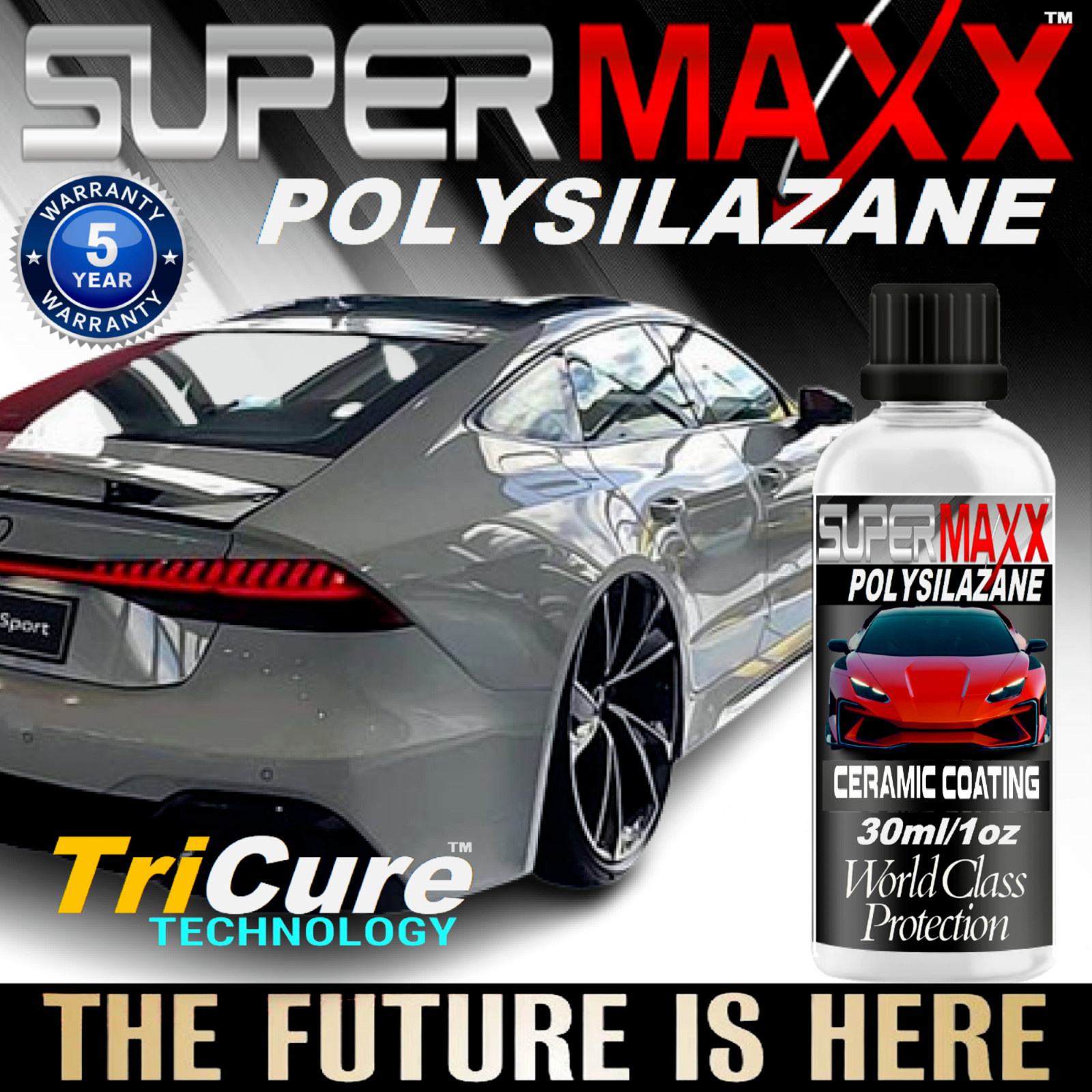CERAMIC CAR COATING “5 YEAR TRICURE TECHNOLOGY” PAINT PROTECTION WET LOOK GLOSS