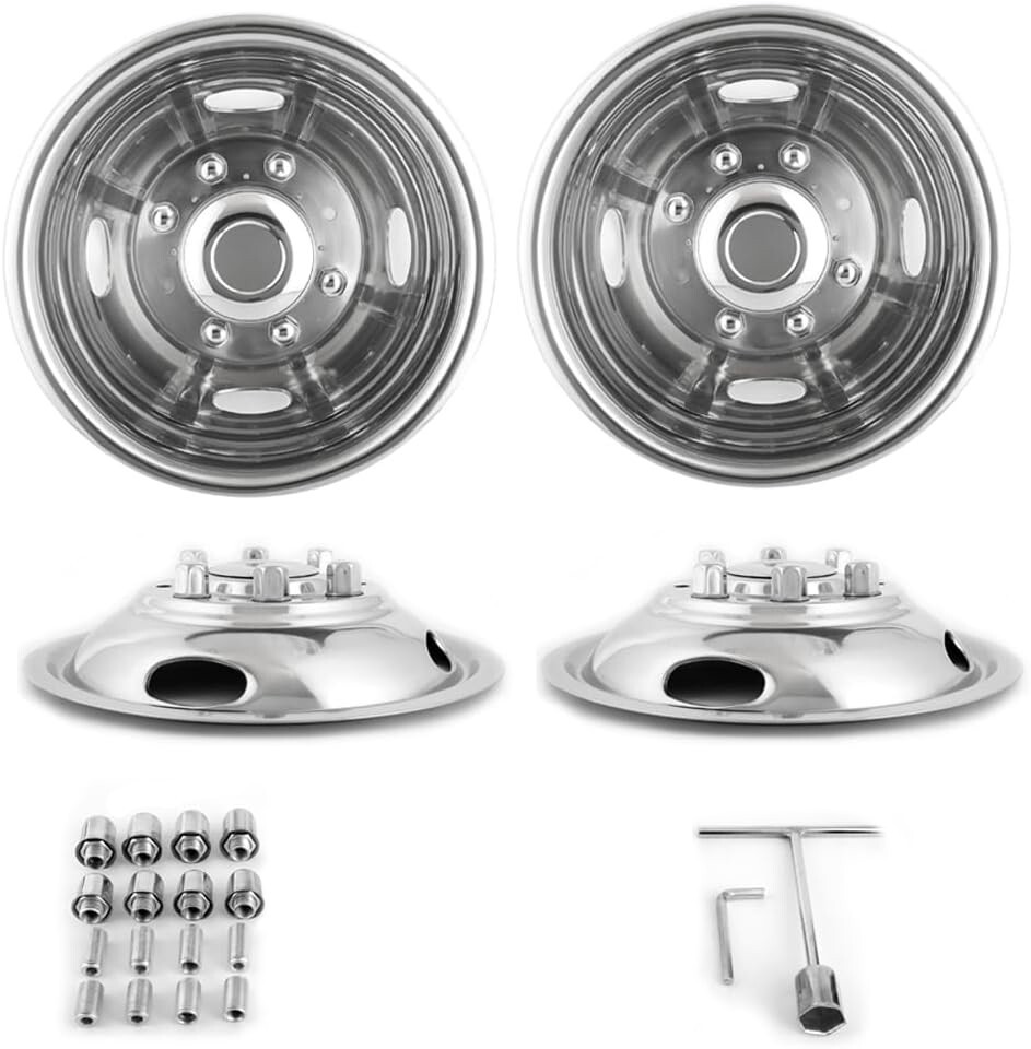 17″ 8 Lugs Wheel Simulator Stainless Steel Set For 2005-2021 Ford F350