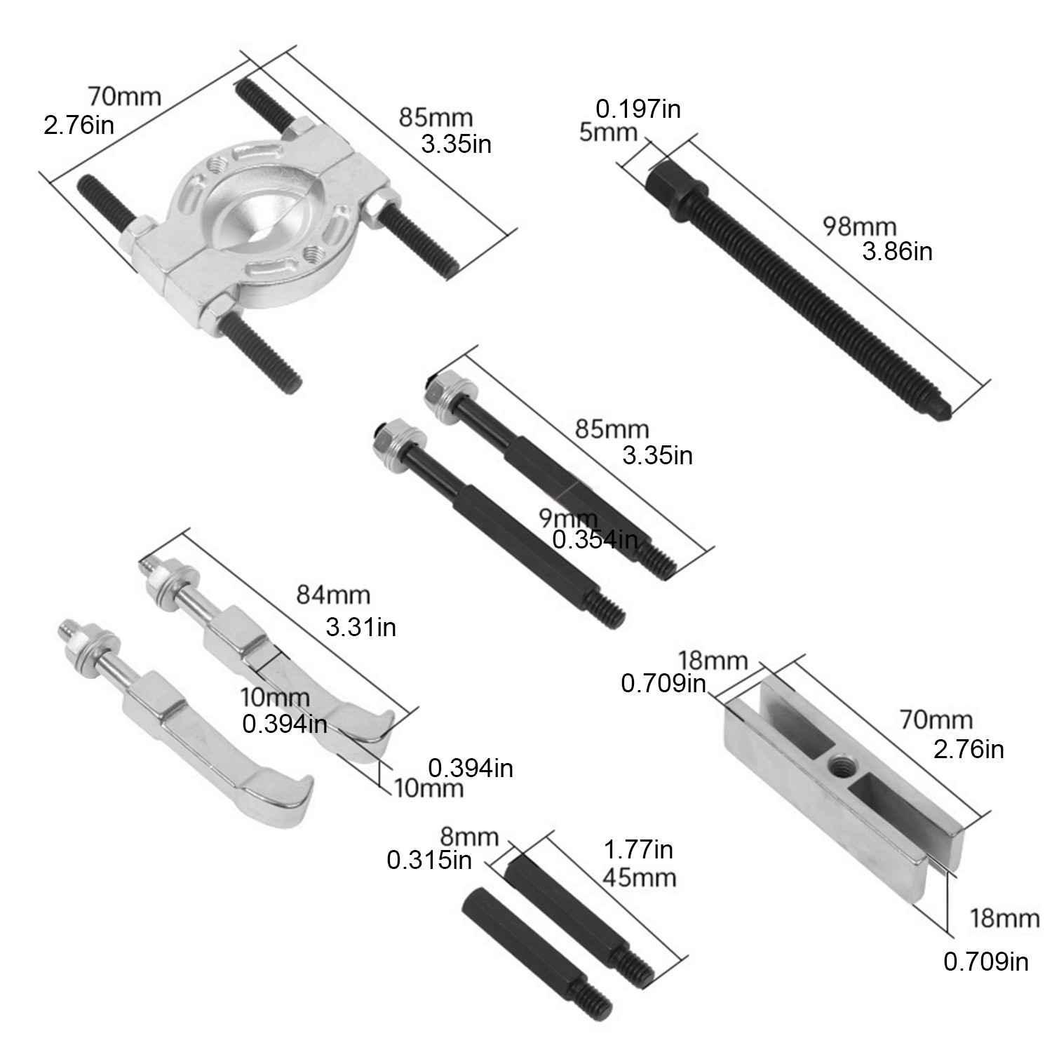 9pcs Bearing Puller Separator Set 15-58mm Pull Out Jaw Gear Pulley Removal USA