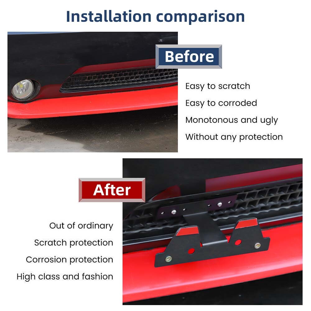 Black Front License Plate Bracket Holder Mount Stand for Dodge Challenger 09-14