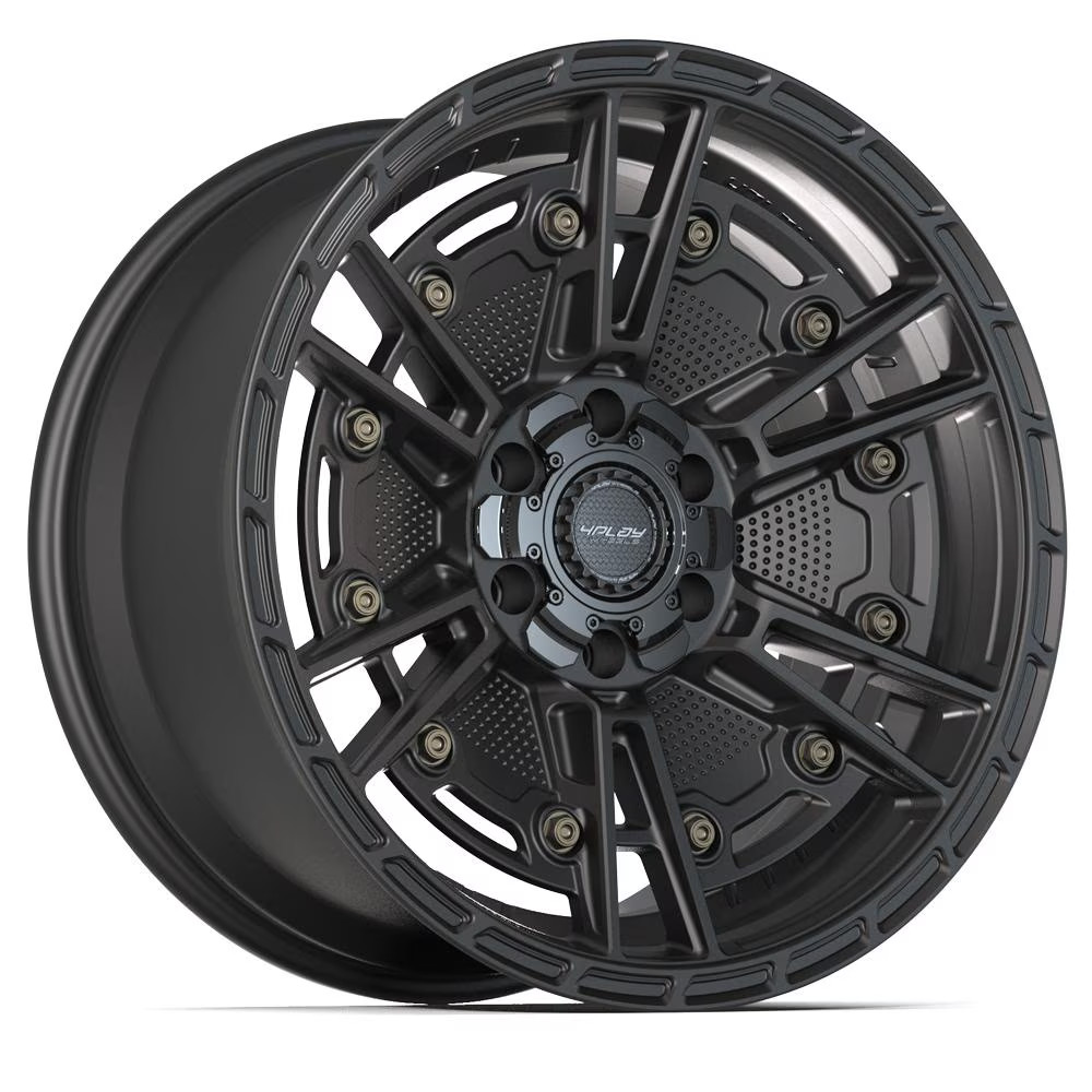 4PS01 Black 20×9 Rims, Bridgestone Tires & TPMS Set Fits Chevy GMC RAM