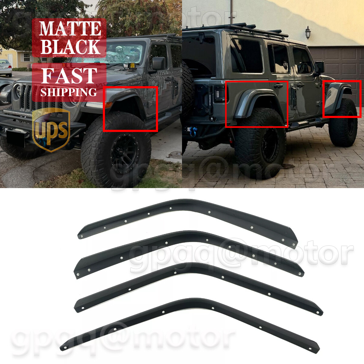 For Jeep Wrangler JL 2/4 Door 2018-2024 Front & Rear Fender Flares Extension Set