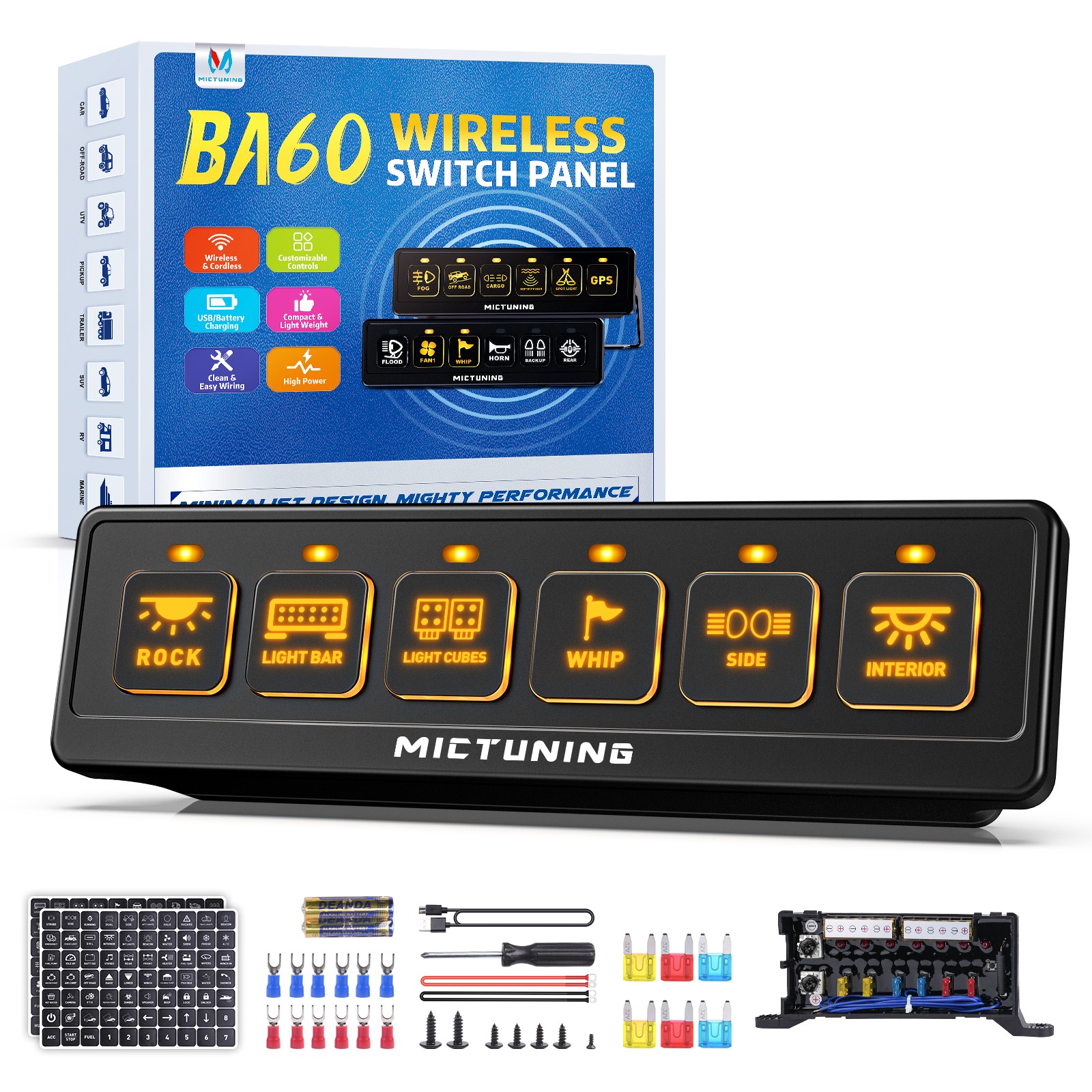 6 Gang Wireless Switch Panel LED Circuit Relay Control System Box 12/24V Circuit