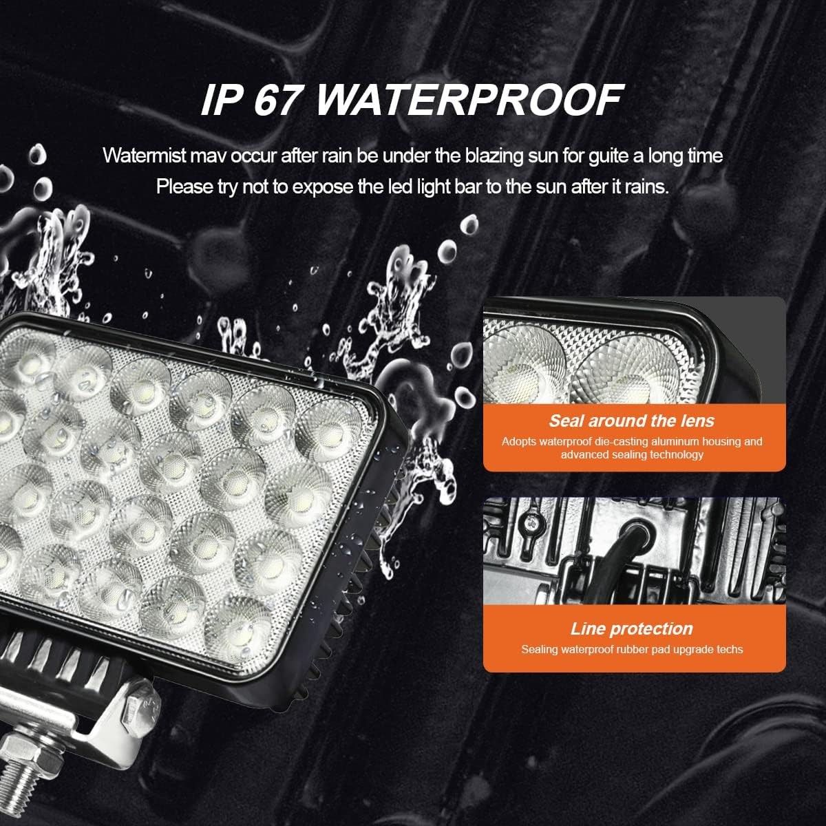 2PACK 12/24volt 72W Led Work Light 9000LM, Lights, White light