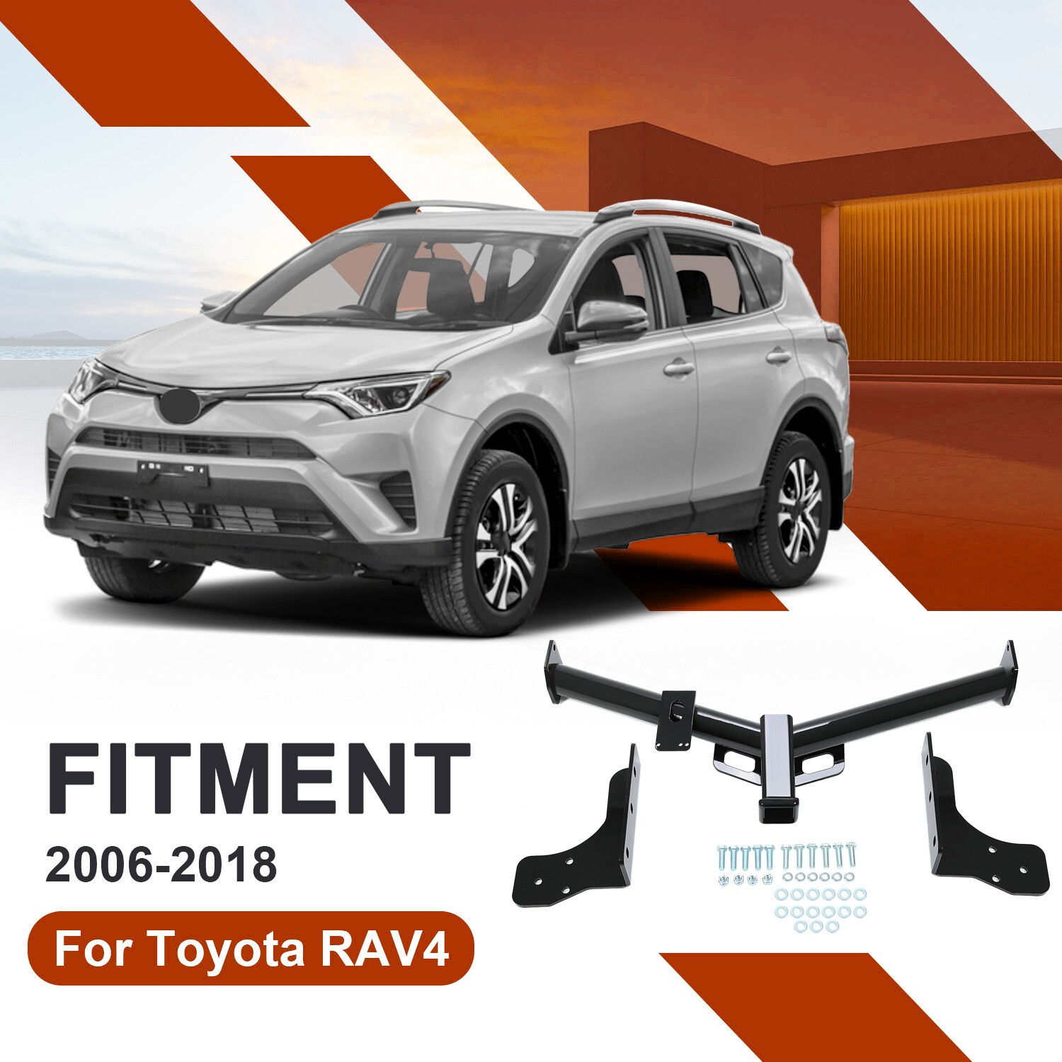 Class 3 Trailer Hitch Receiver Bumper Tow 2″ Black For Toyota RAV4 2006-2018